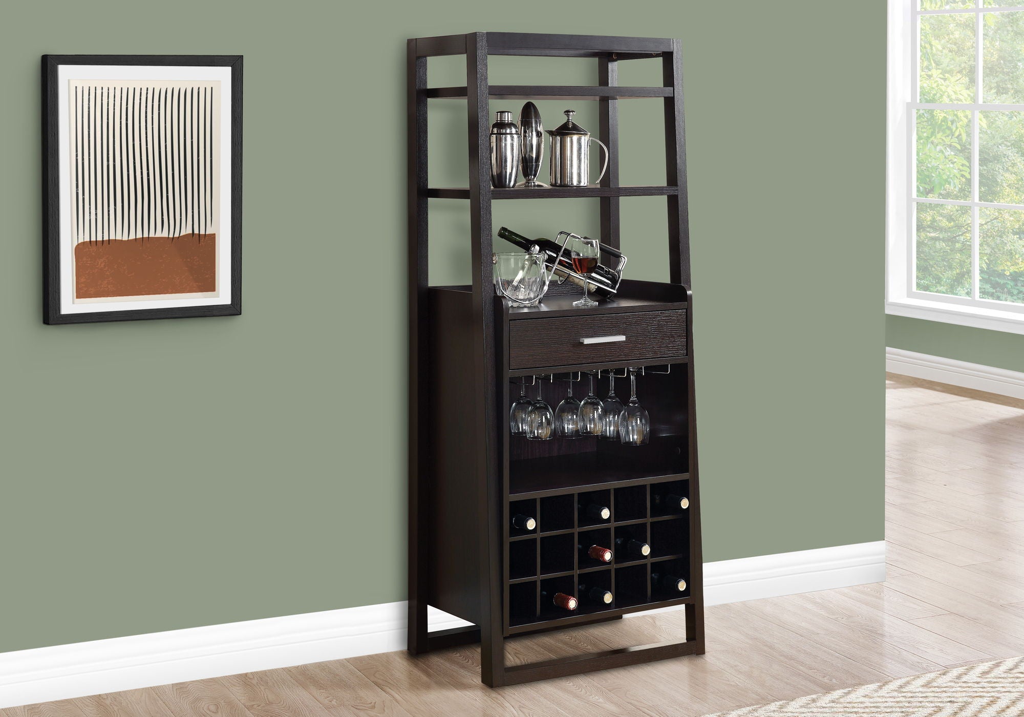 Home Bar Wine Rack Storage Cabinet - Espresso - Best Buy Furniture