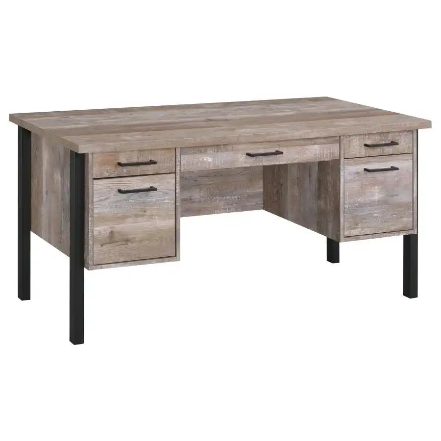 Samson - 4-Drawer Office Computer Desk - Weathered Oak - Best Buy Furniture
