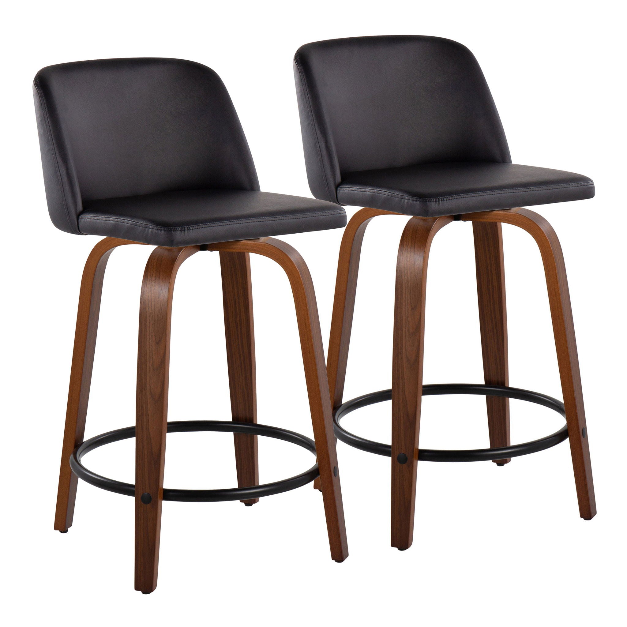 Toriano - Mid Century Modern, Fixed Height Counter Stool & Swivel And Round Footrest (Set of 2) - Best Buy Furniture