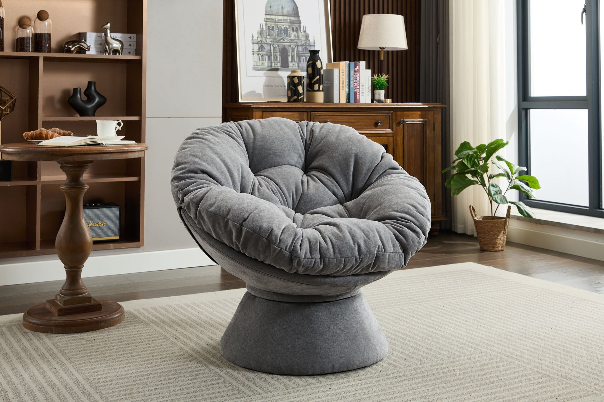 Oversized Swivel Accent Chair, 360 Swivel Barrel Chair, Papasan Chair For Living Room Bedroom - Best Buy Furniture