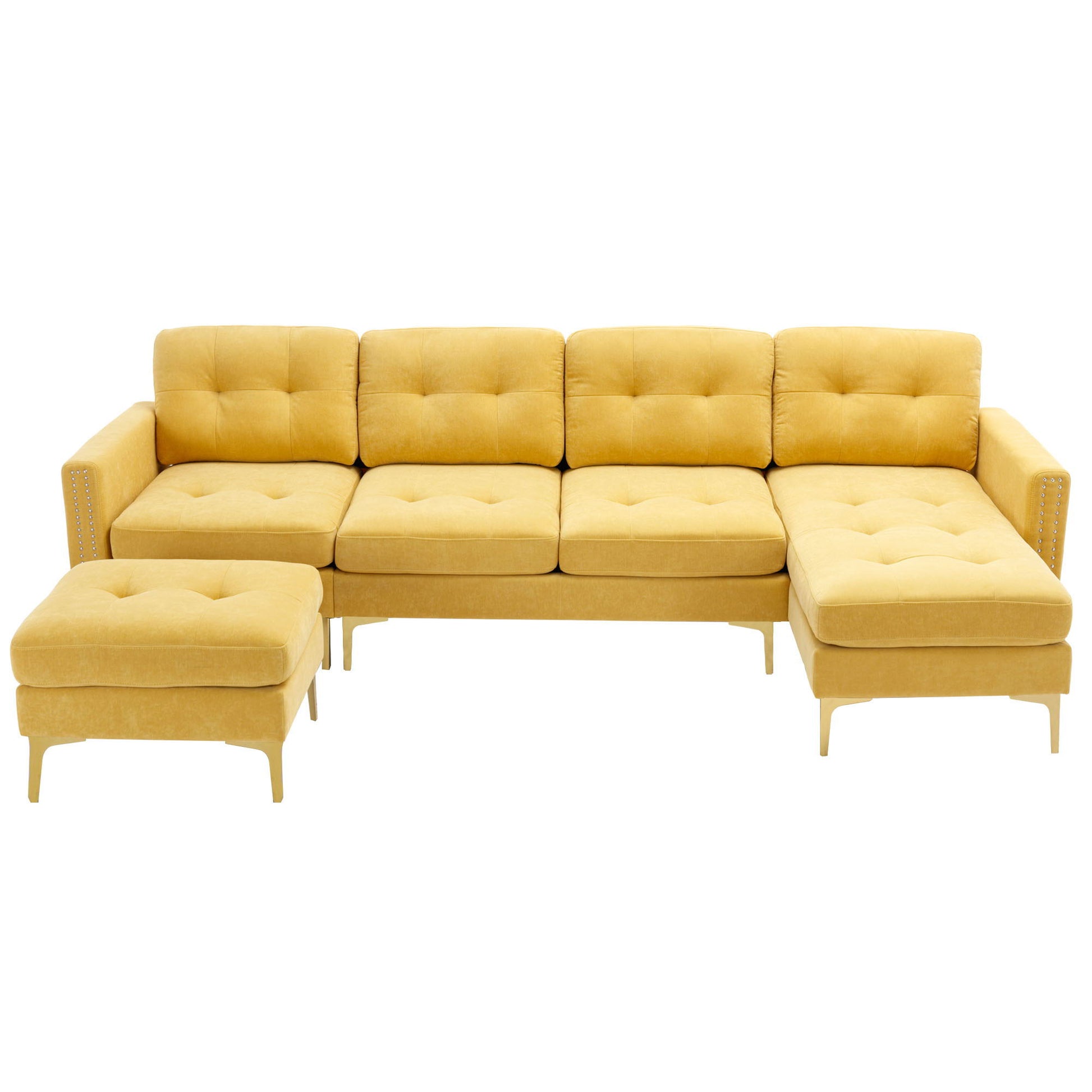 Modern L - Shape Convertible Sectional Sofa With Movable Ottoman - Best Buy Furniture