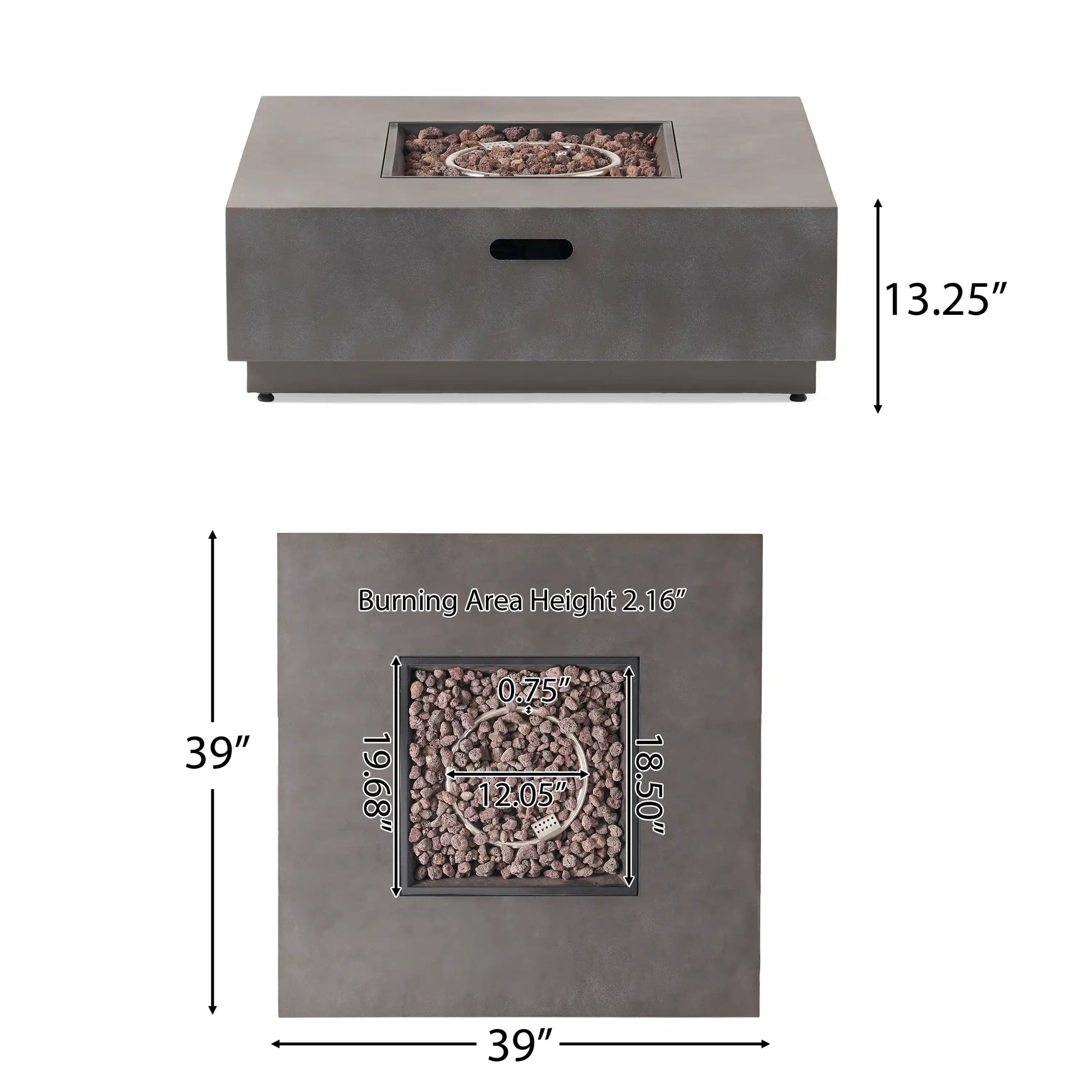 SQUARE Iron FIRE PIT-50 000 BTU - Best Buy Furniture