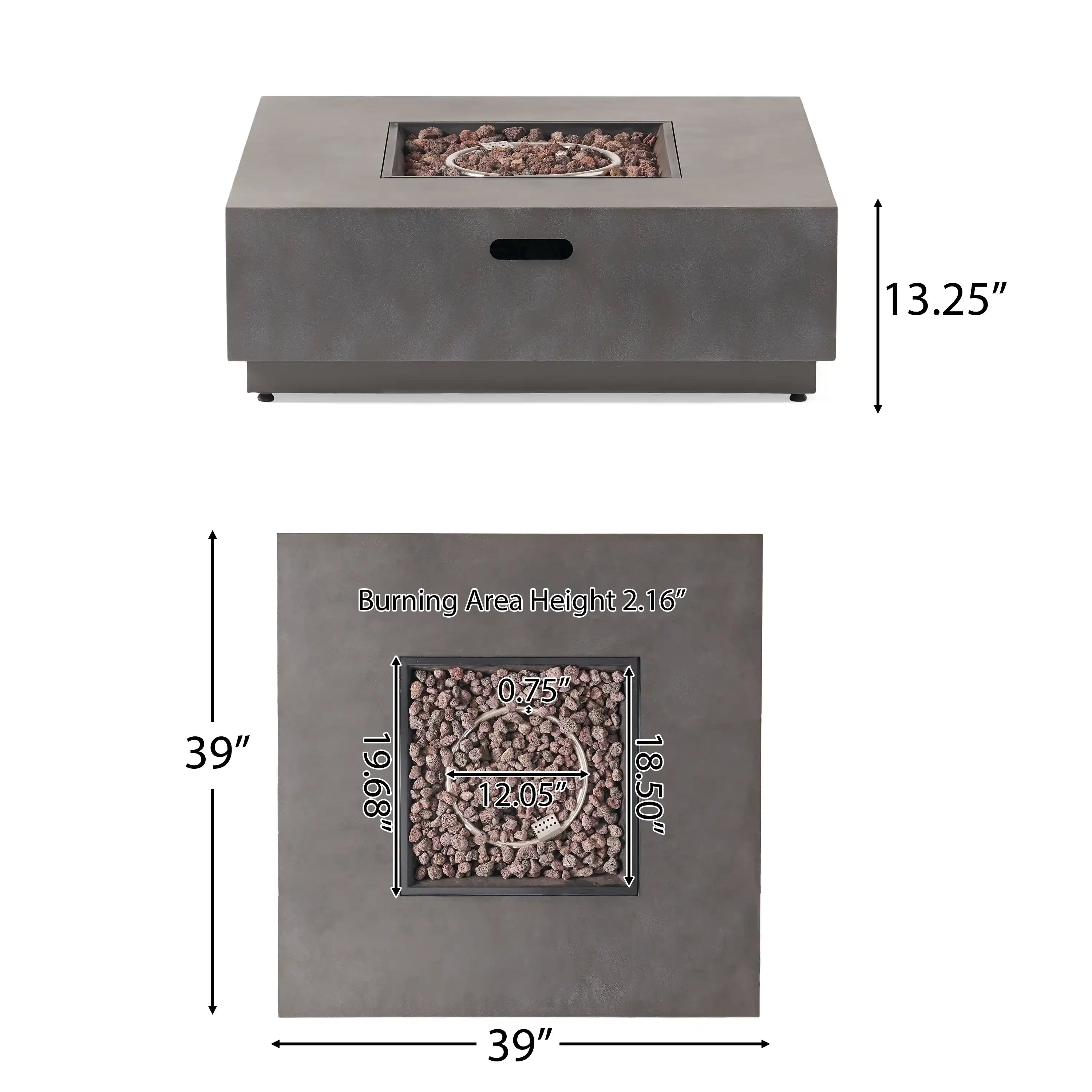 SQUARE Iron FIRE PIT-50 000 BTU - Best Buy Furniture