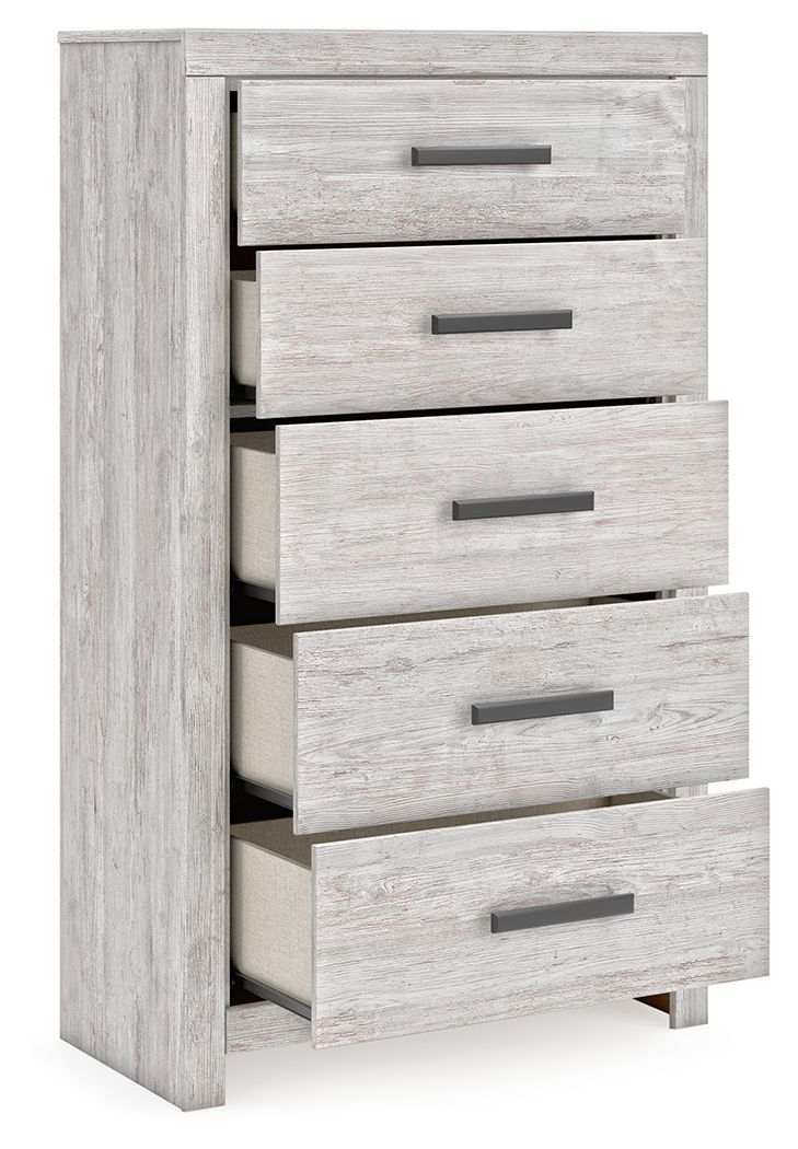 Cayboni - Five Drawer Chest - Whitewash - Best Buy Furniture