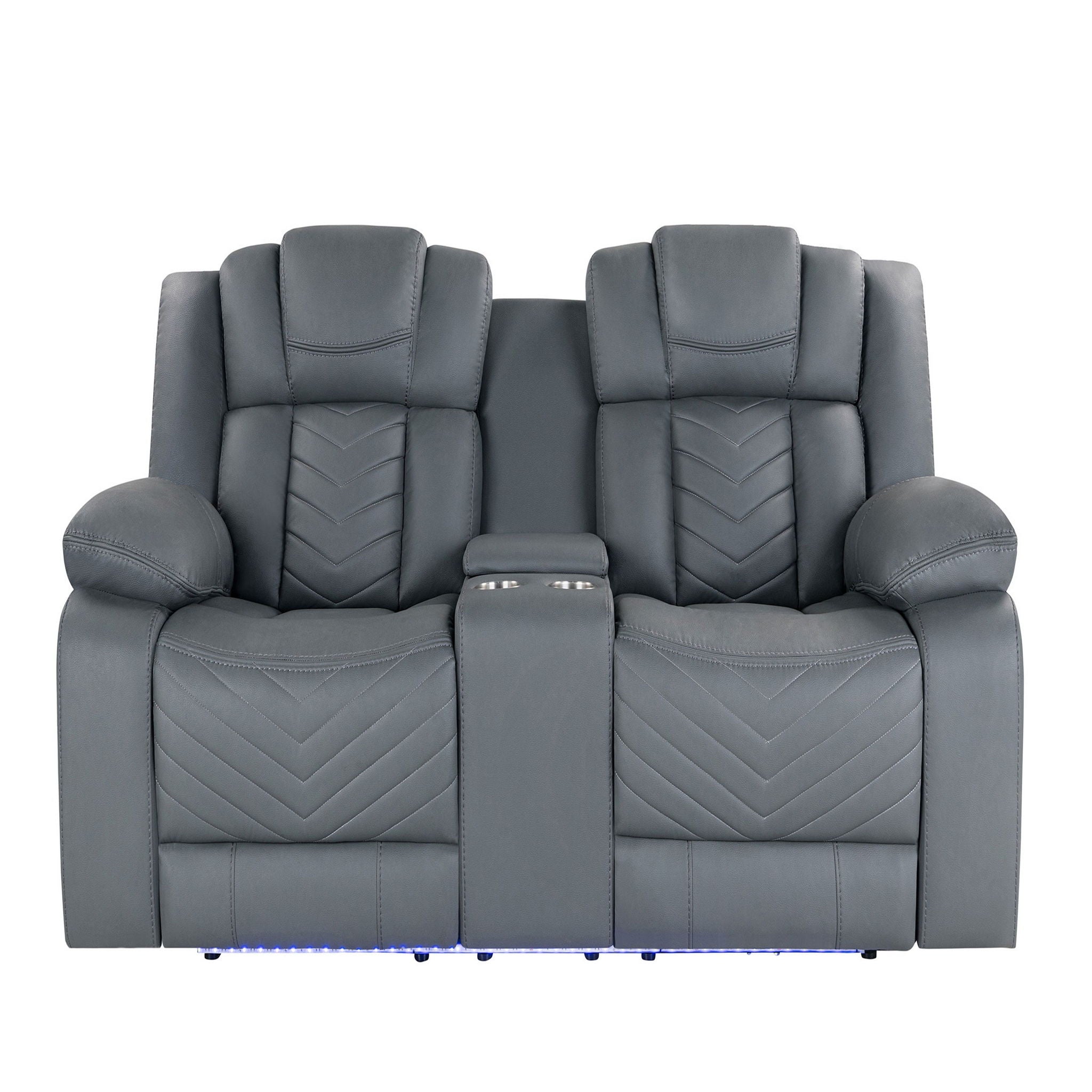 Raize - 10 Power Console Reclining Loveseat With LED - Gray - Best Buy Furniture
