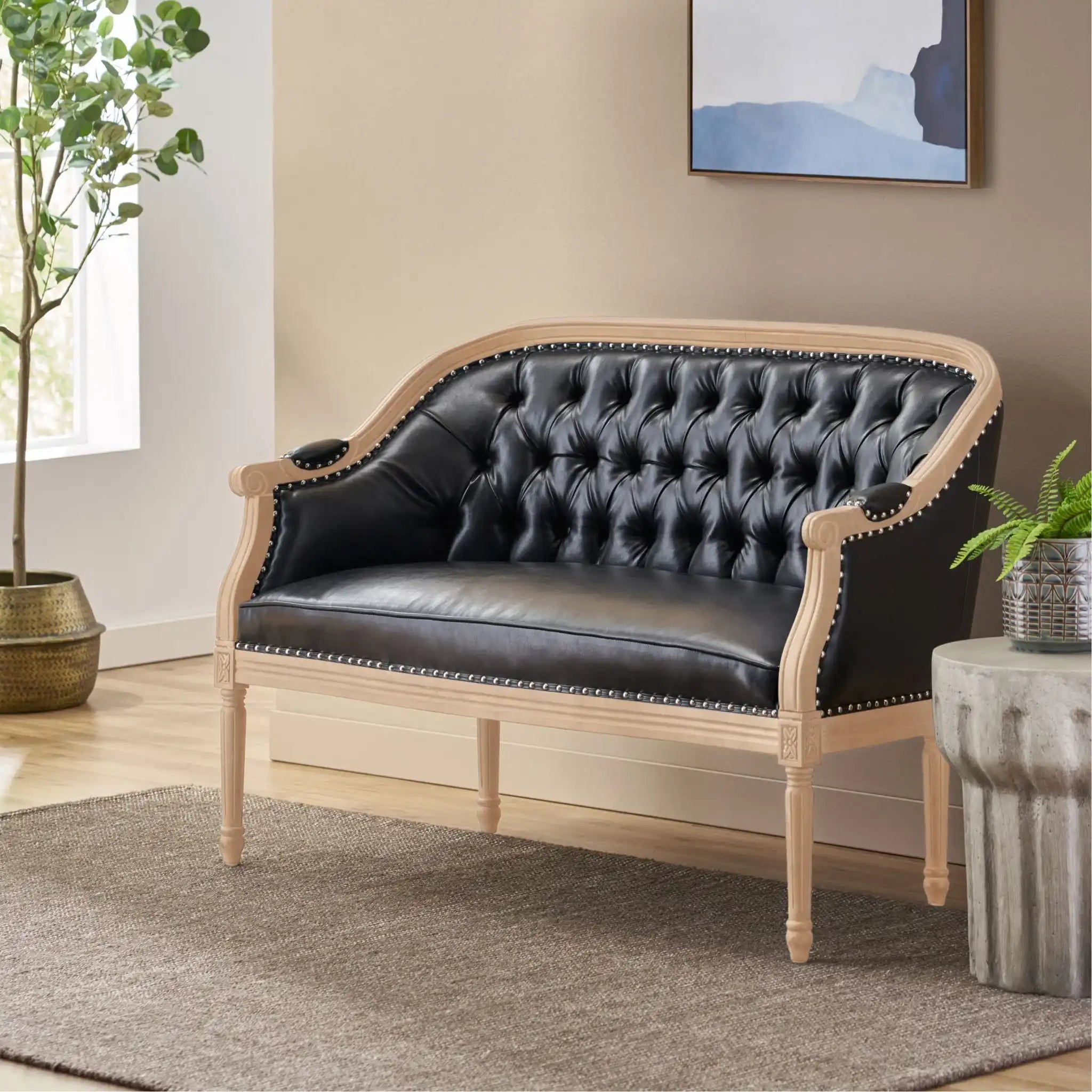 French Country Chesterfield Style Tufted Loveseat - Best Buy Furniture