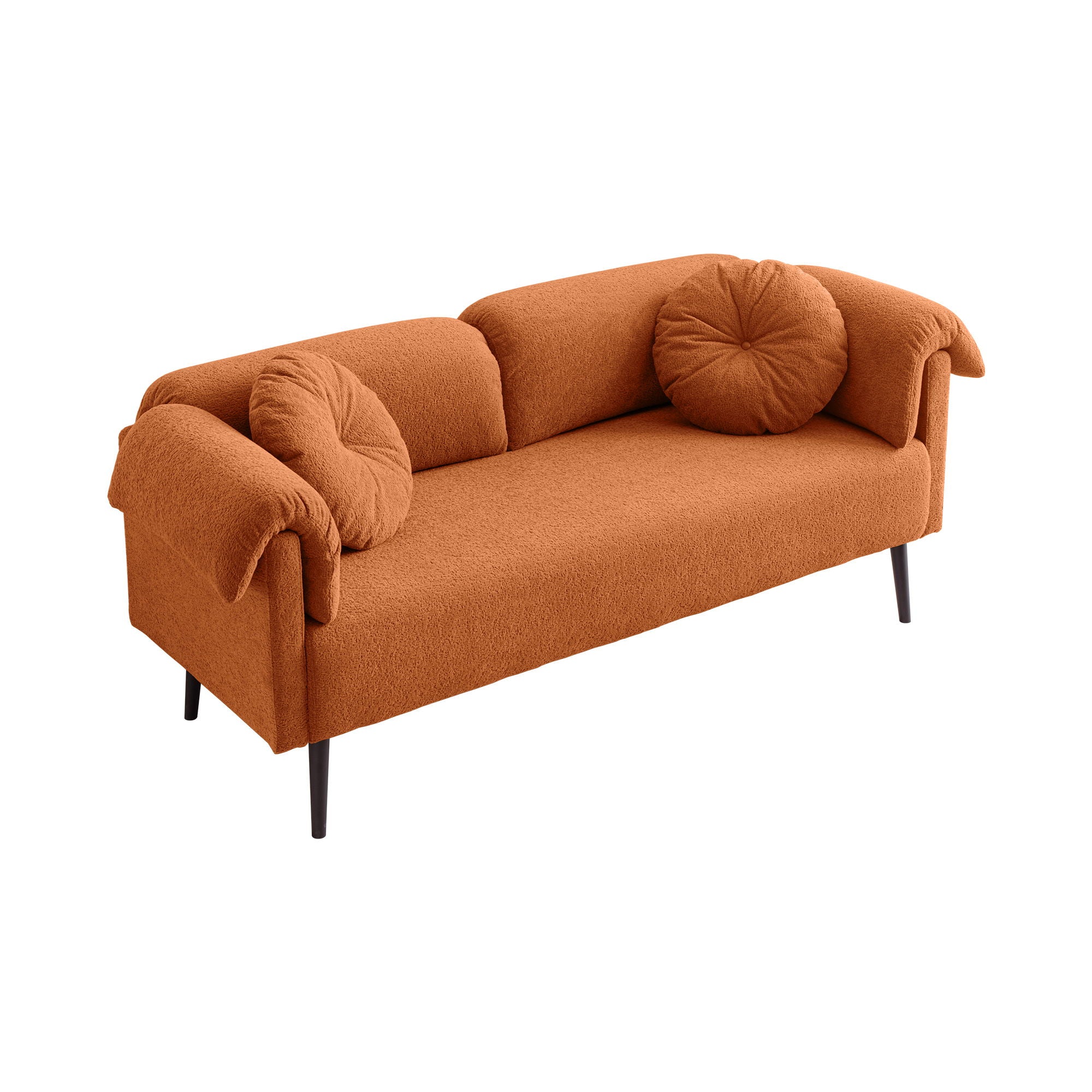 Modern Lamb Wool Sofa With Decorative Throw Pillows For Small Spaces - Best Buy Furniture