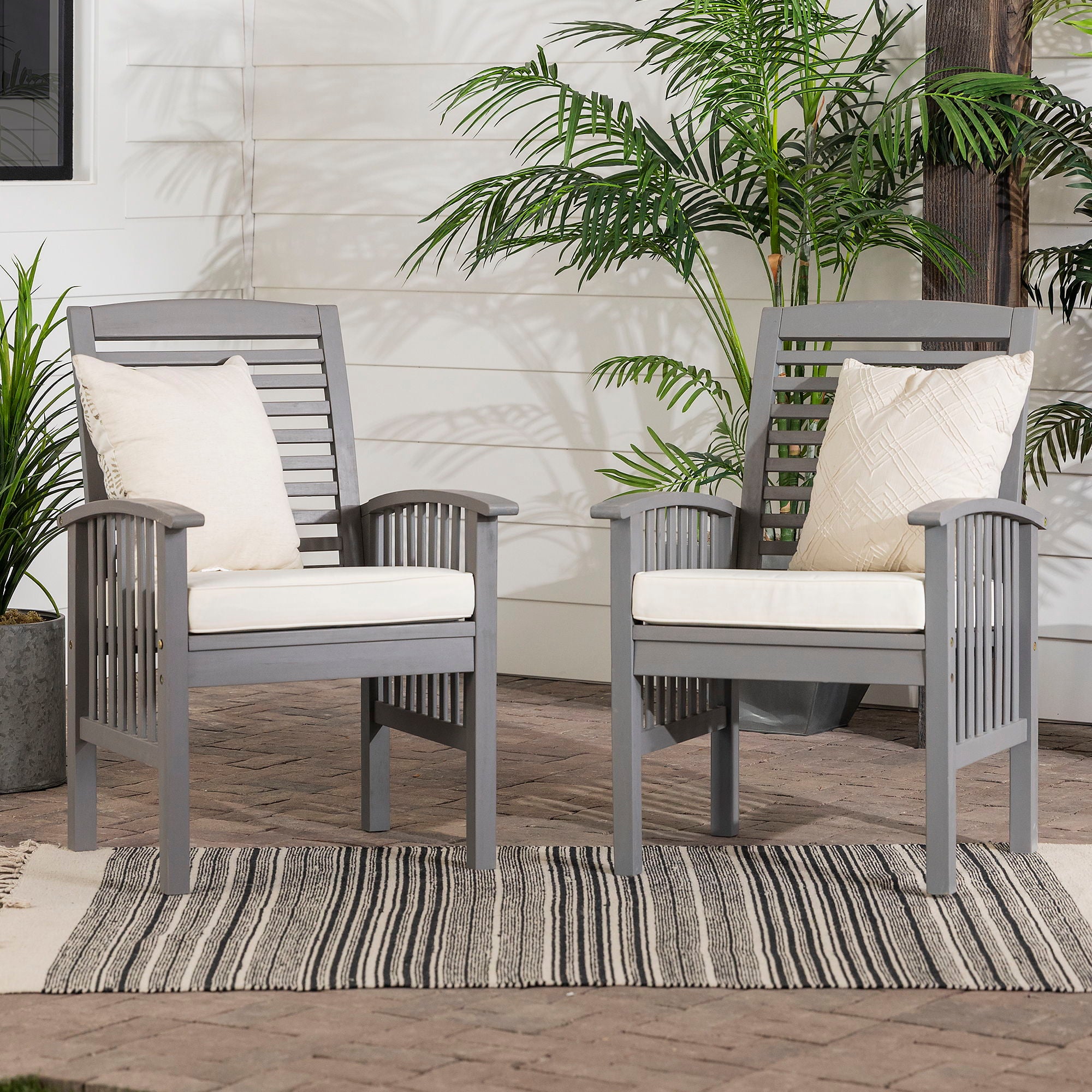 Modern 2 Piece Slat Back Patio Chairs With Cushions - Best Buy Furniture
