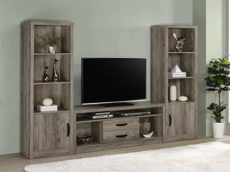 Burke - 3 Piece TV Entertainment Center - Gray Driftwood - Best Buy Furniture