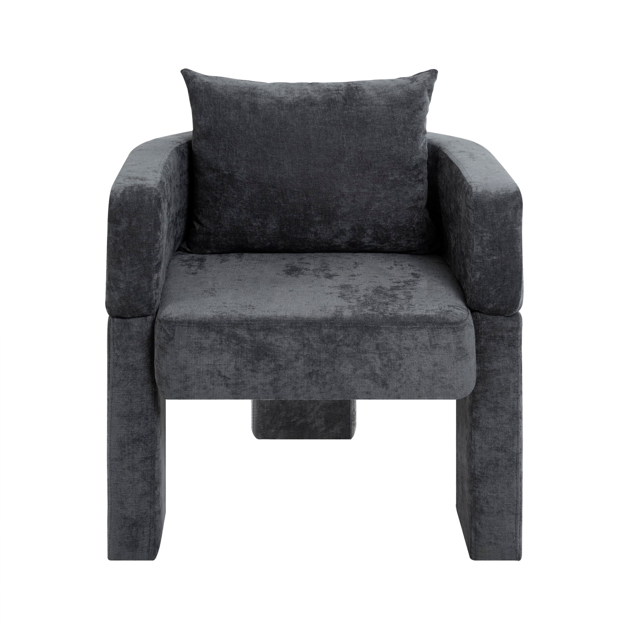 Modern 3 Leg Chenille Accent Chair With Ergonomic Arms & Removable Pillow - Best Buy Furniture
