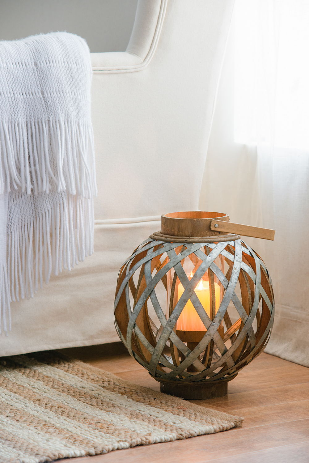 Decorative Lantern With Handle, Wooden Lantern For Indoor Outdoor, Home Garden, Wedding - Silver - Best Buy Furniture