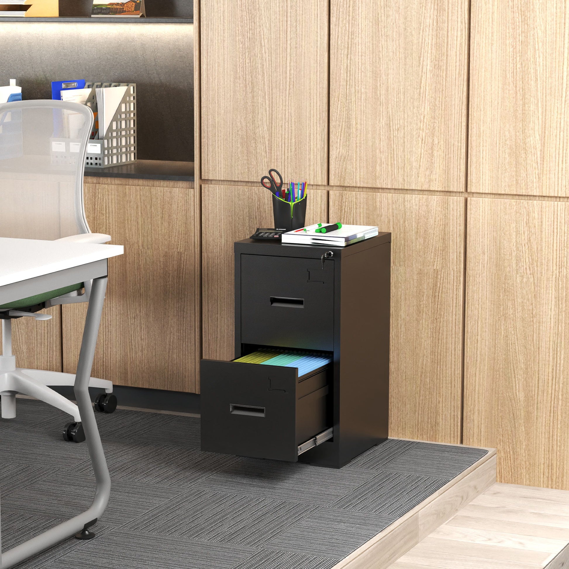 Modern Drawer Metal Vertical File Cabinet With Lock And Card Slot For Office - Best Buy Furniture