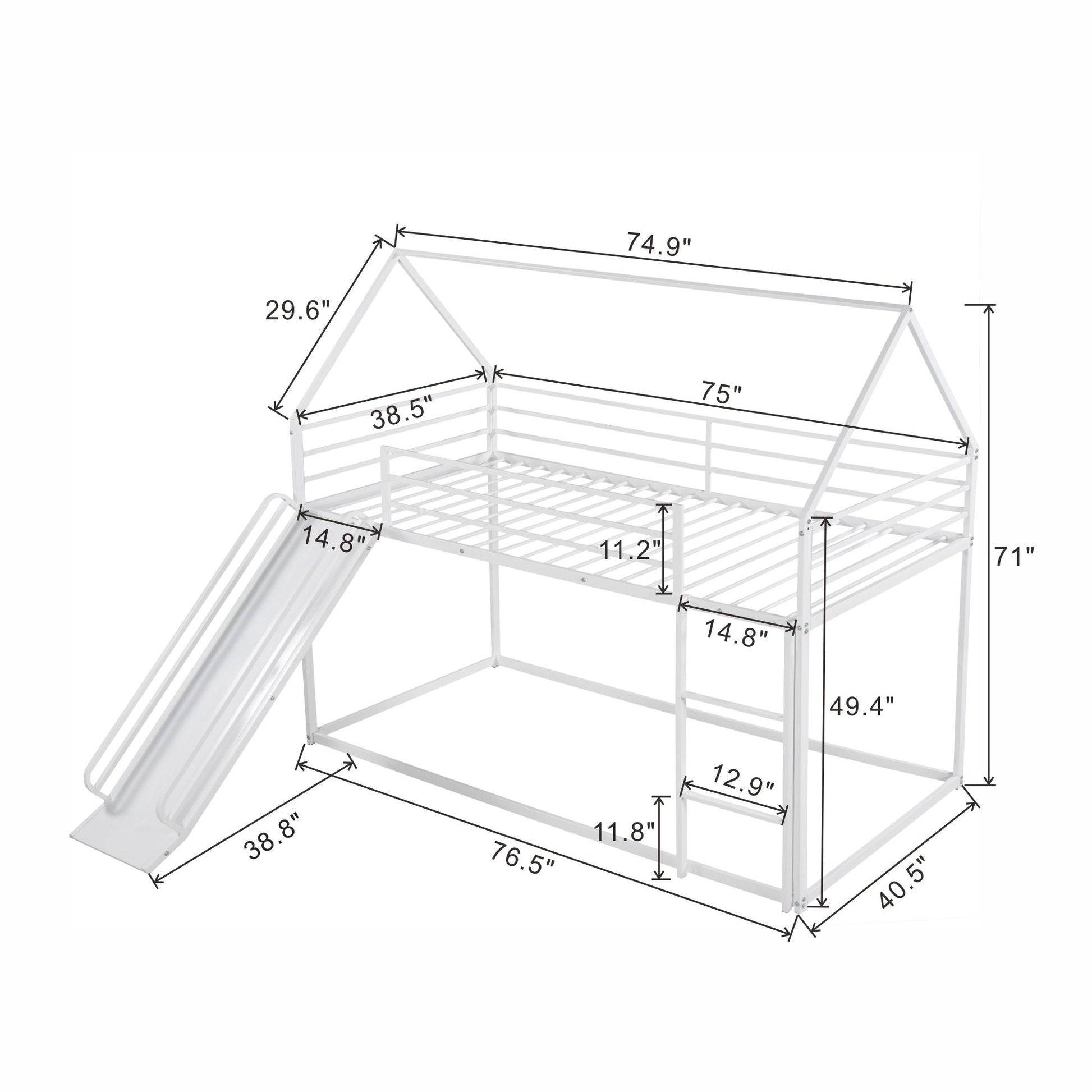 Twin Over Twin House Bunk Bed With Ladder And Slide - Best Buy Furniture