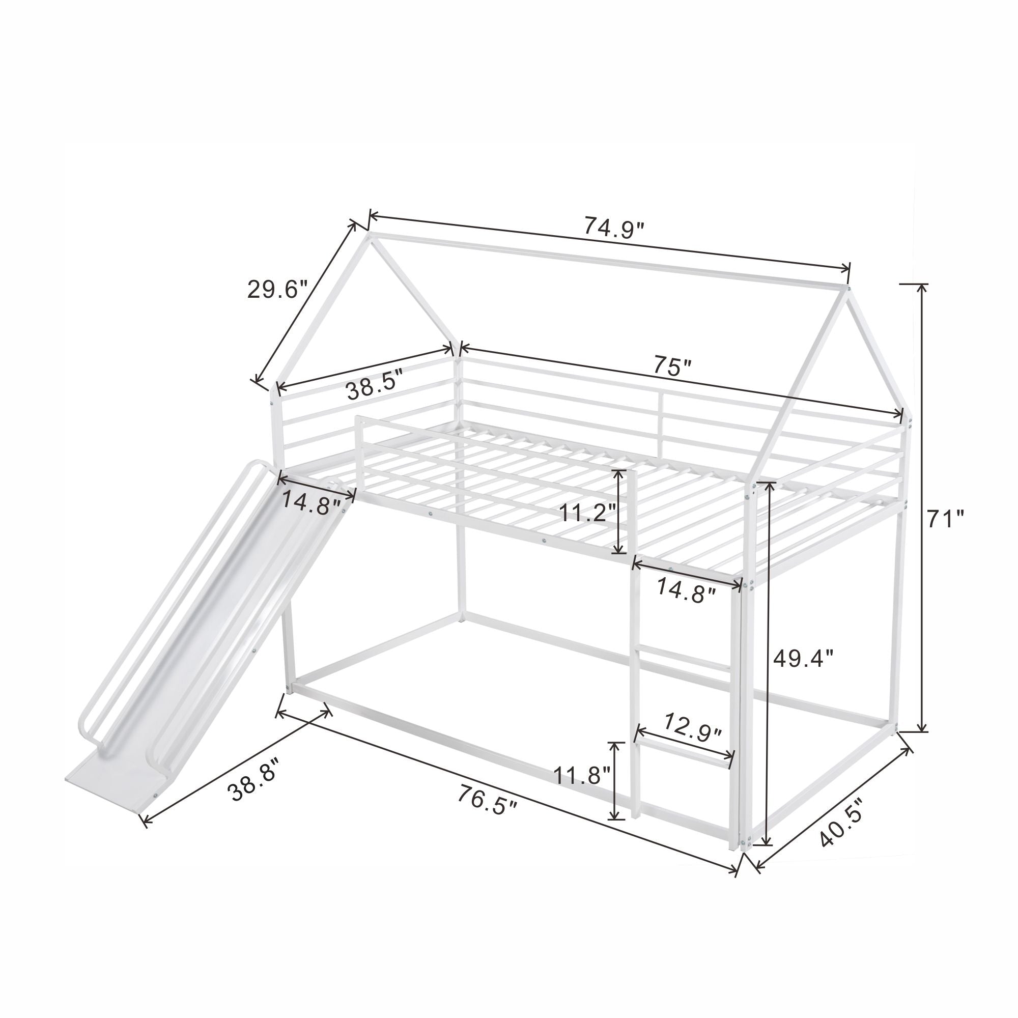 Twin Over Twin House Bunk Bed With Ladder And Slide - Best Buy Furniture