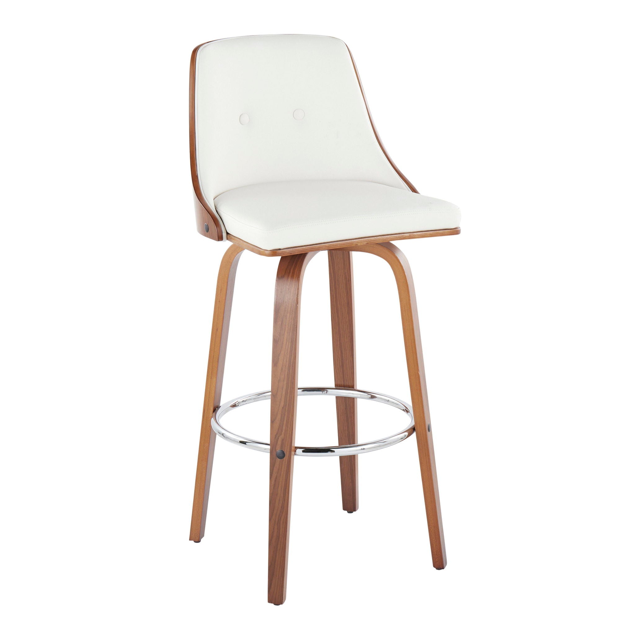 Gianna - Mid Century Modern Fixed Height Barstool With Swivel With Round Footrest (Set of 2) - Best Buy Furniture