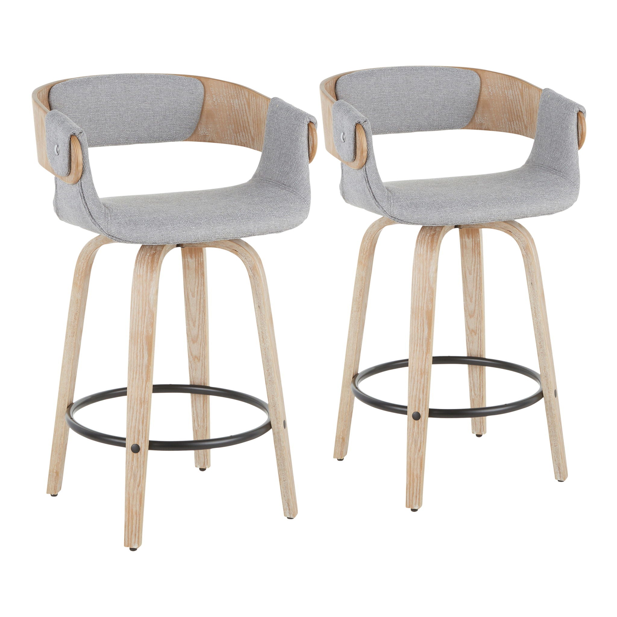 Elisa - Farmhouse Counter Stool (Set of 2) - White Washed / Gray - Best Buy Furniture