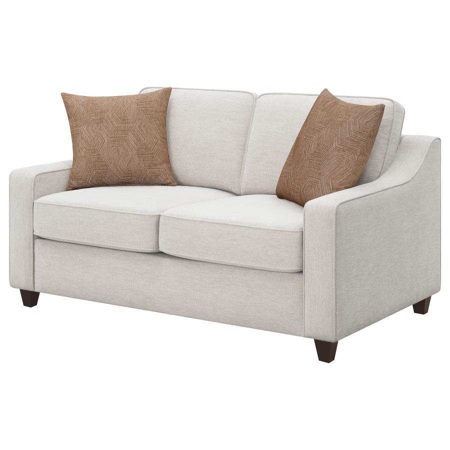 Christine - Upholstered Sloped Arm Loveseat - Beige - Best Buy Furniture