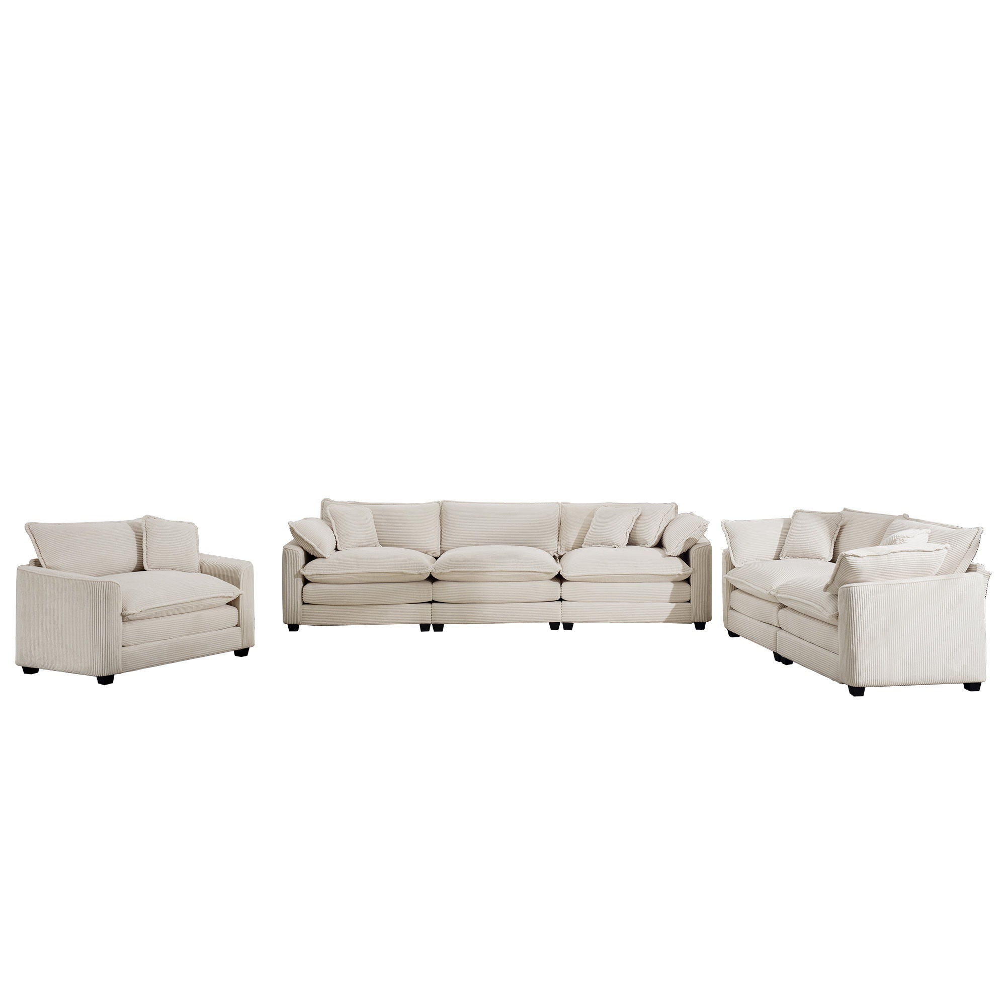 Elegant Corduroy Oversized Sectional Sofa Set With Deep Seats And Flexible Layout - Best Buy Furniture