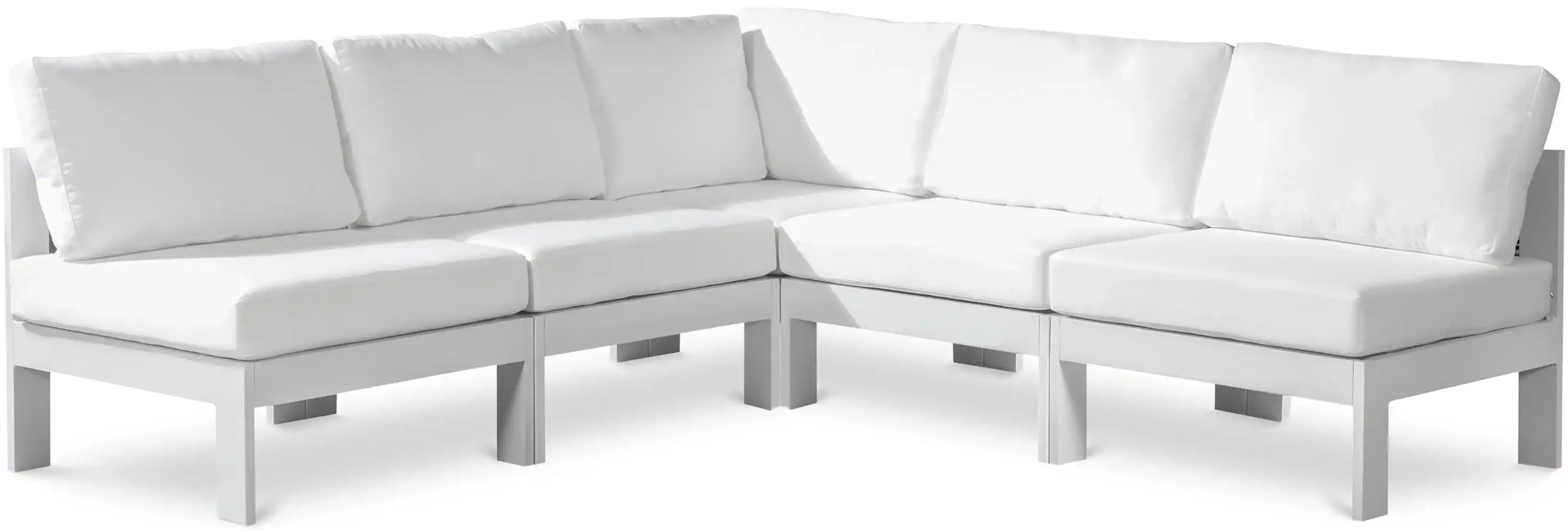 Nizuc - Outdoor Patio 5 Piece Modular Sectional With White Frame - Best Buy Furniture