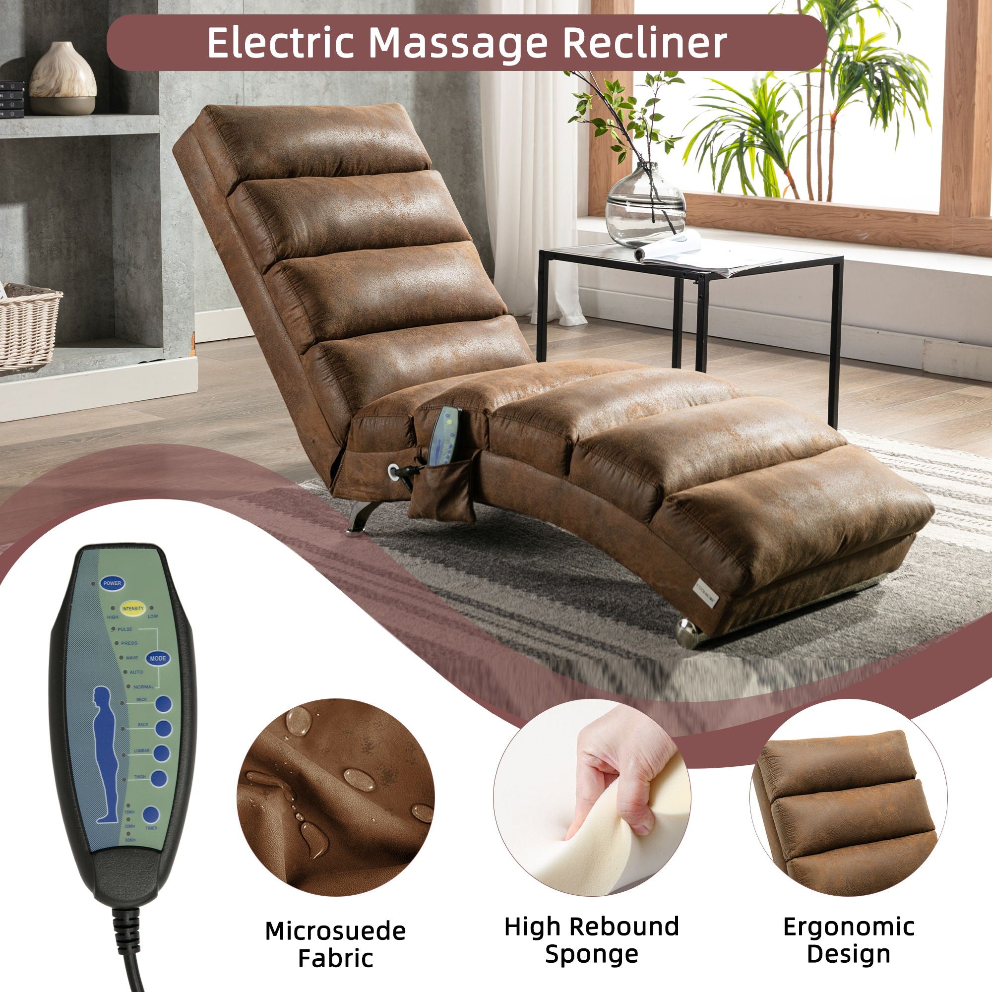 Massage Chaise Lounge Indoor With Remote Control, Ergonomic Electric Massage Lounger - Best Buy Furniture