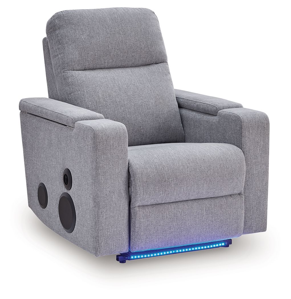 Pineland - Glider Power Recliner With Audio System - Pewter - Best Buy Furniture