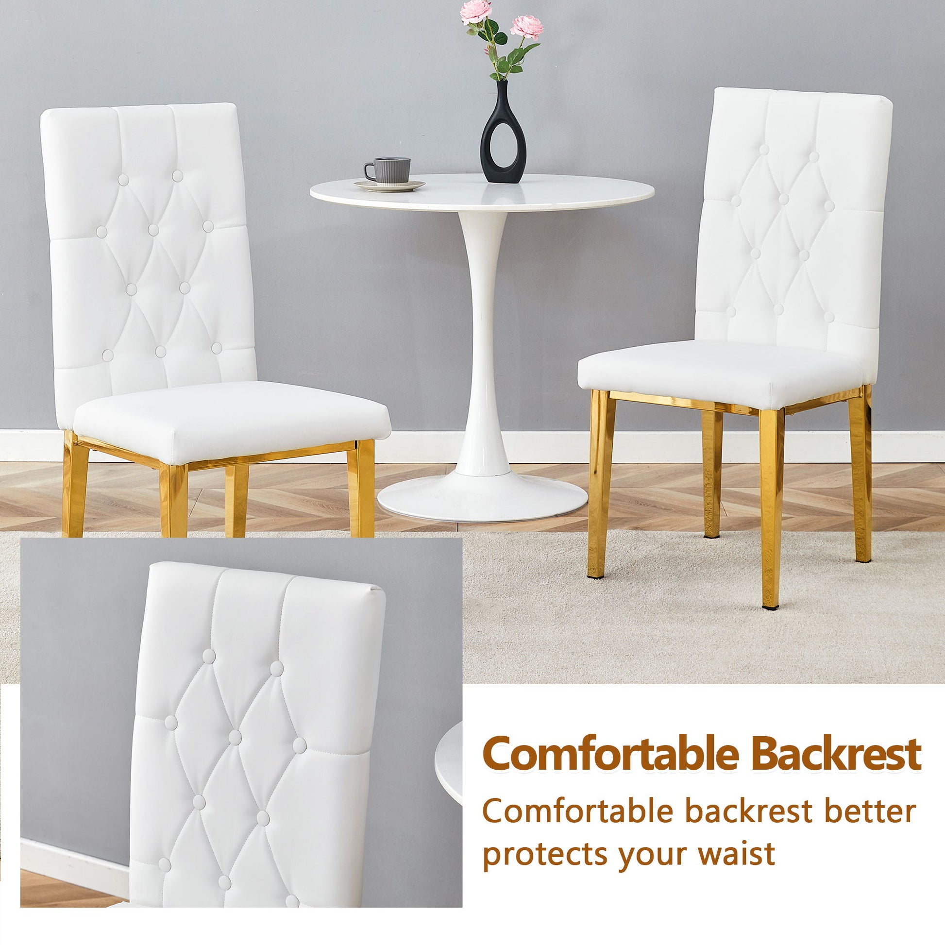 Vintage Style Armless Dining Chairs Set With Grid And Buckle Design - Best Buy Furniture