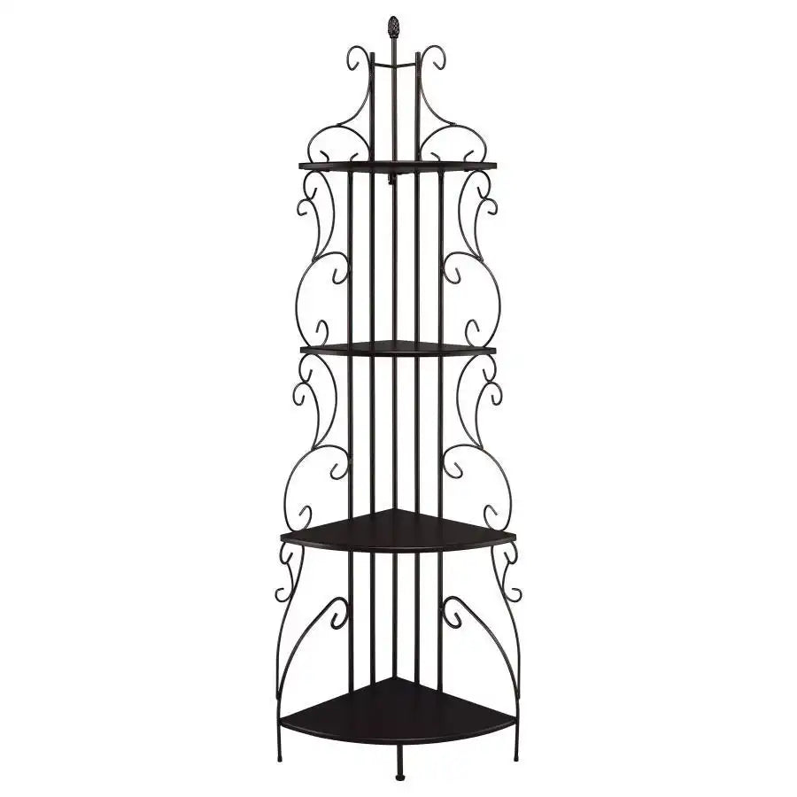 Poppy - 4-Shelf Corner Bookshelf - Copper And Cappuccino - Best Buy Furniture