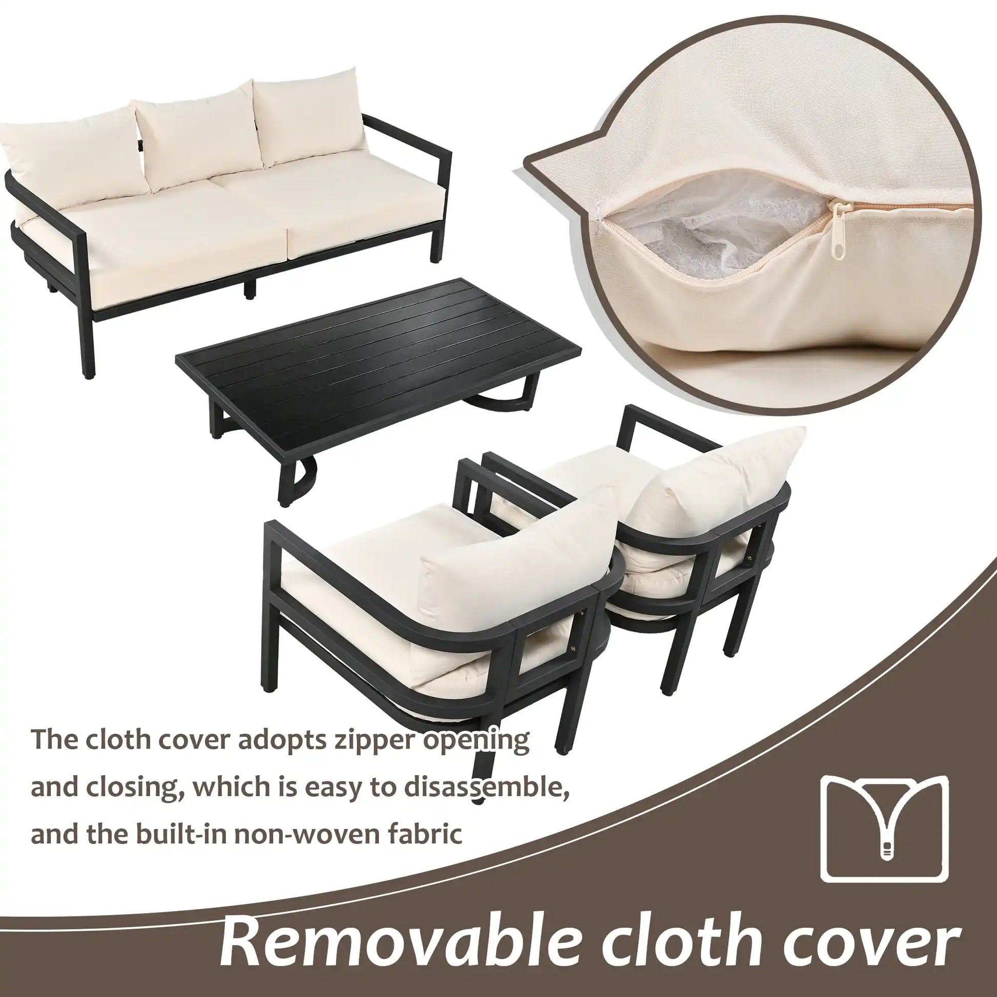 U_Style Multi-person Outdoor Steel Sofa Set, Waterproof, Anti-rust and Anti-uv, Suitable for Gardens and Lawns - Best Buy Furniture