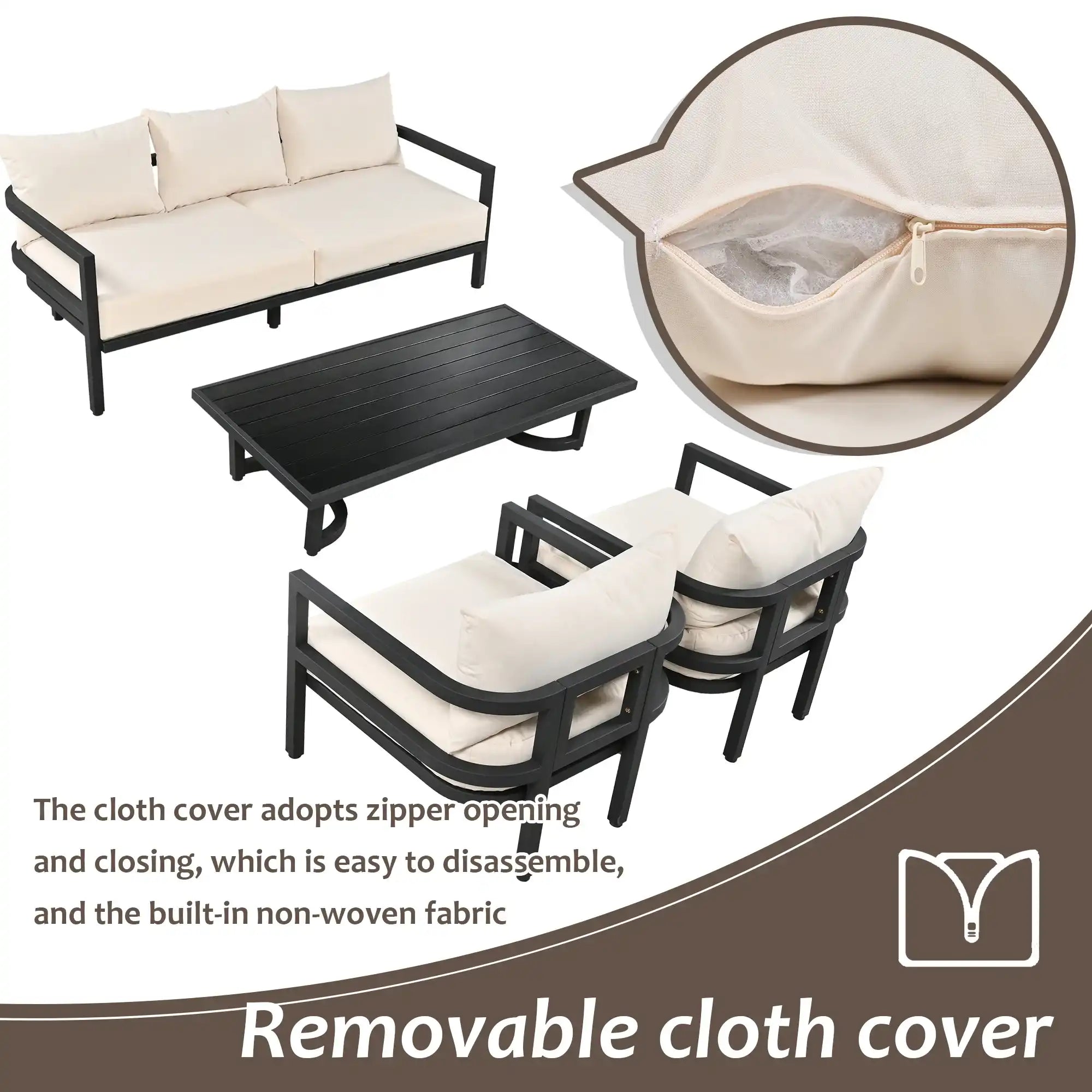 U_Style Multi-person Outdoor Steel Sofa Set, Waterproof, Anti-rust and Anti-uv, Suitable for Gardens and Lawns - Best Buy Furniture