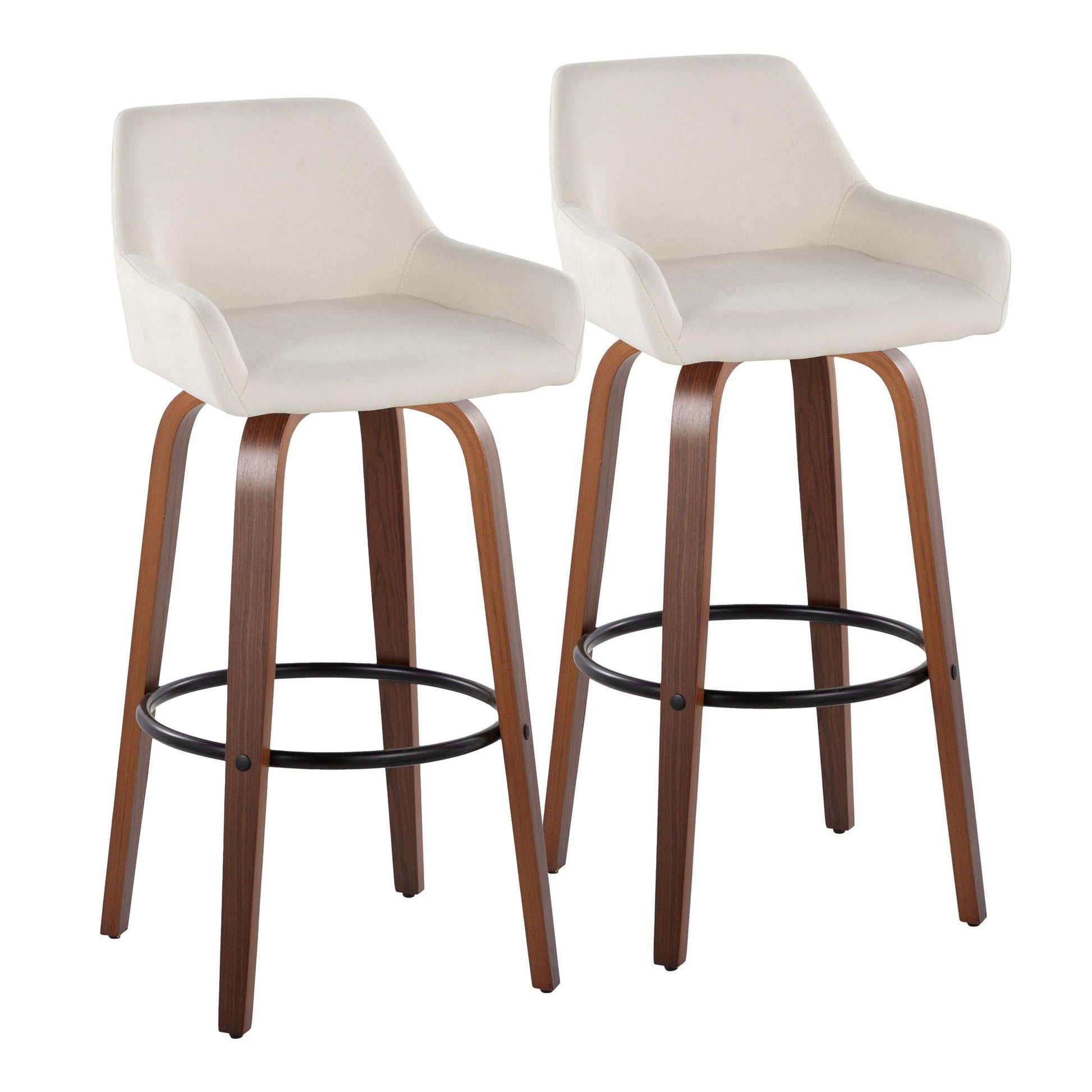 Daniella - Contemporary Fixed Height, Barstool & Swivel And Round Footrest (Set of 2) - Best Buy Furniture
