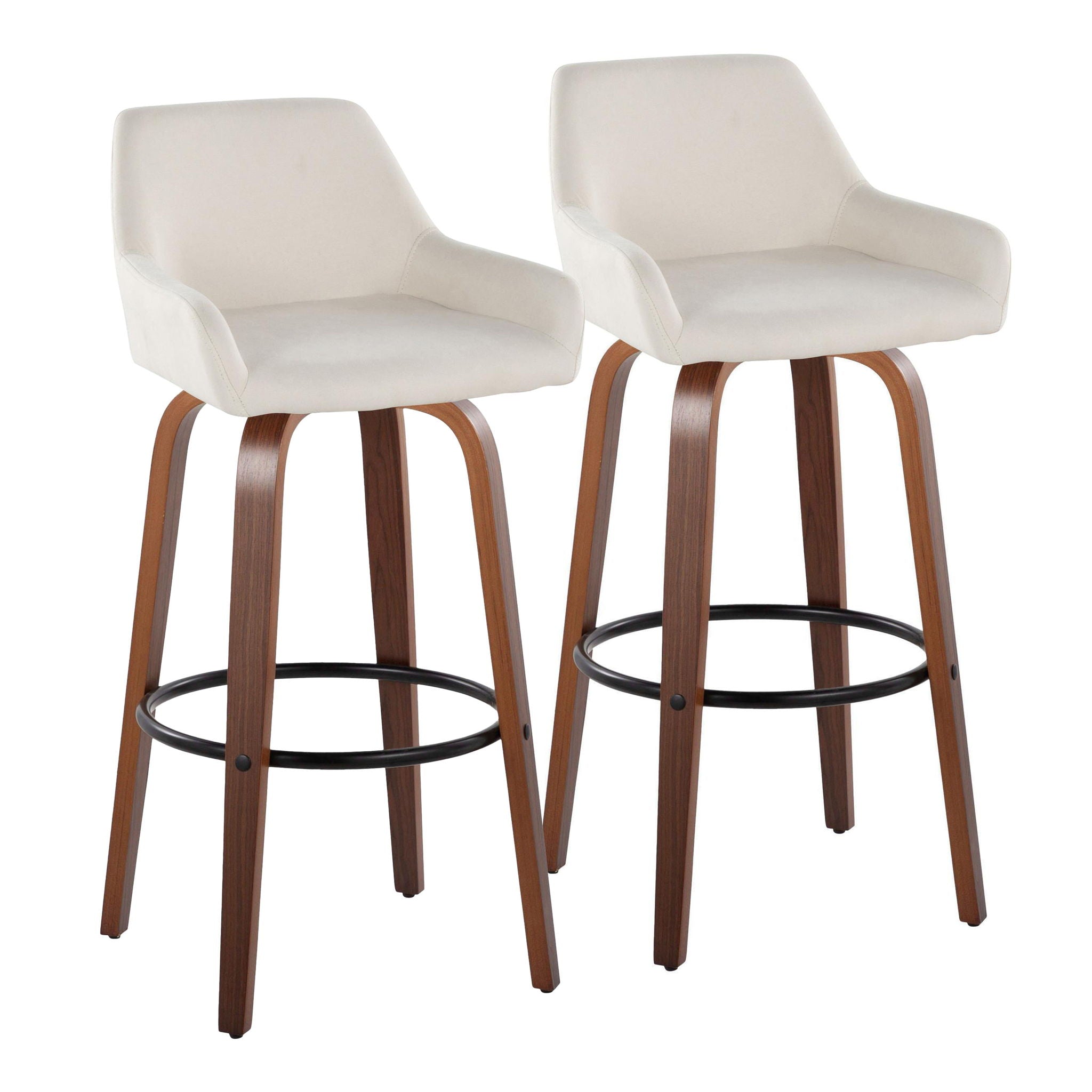 Daniella - Contemporary Fixed Height, Barstool & Swivel And Round Footrest (Set of 2) - Best Buy Furniture