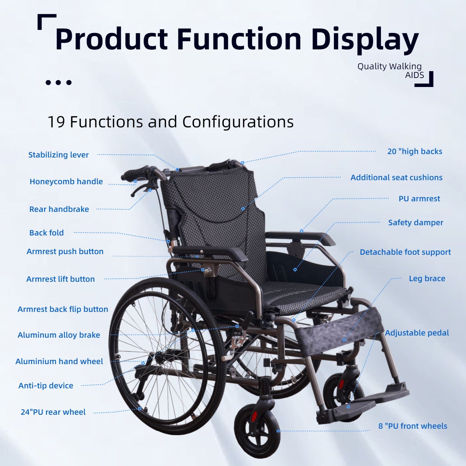 Premium Foldable Transport Wheelchair For Adults