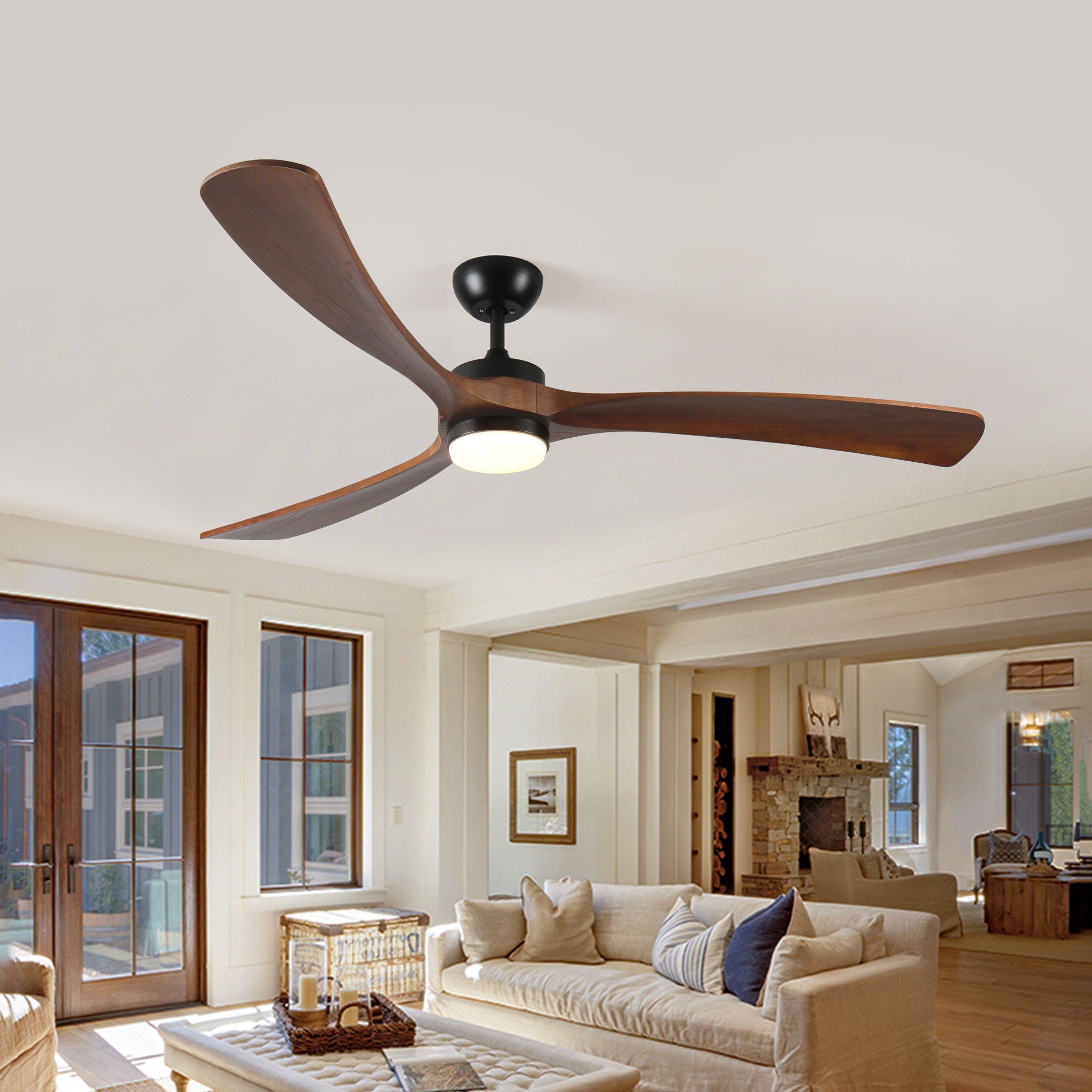 Solid Wood Ceiling Fan With Lights And Remote Control Indoor Outdoor Ceiling Fan 3 Wooden Blades Modern Ceiling Fan For Porch Living Room Bedroom - Best Buy Furniture