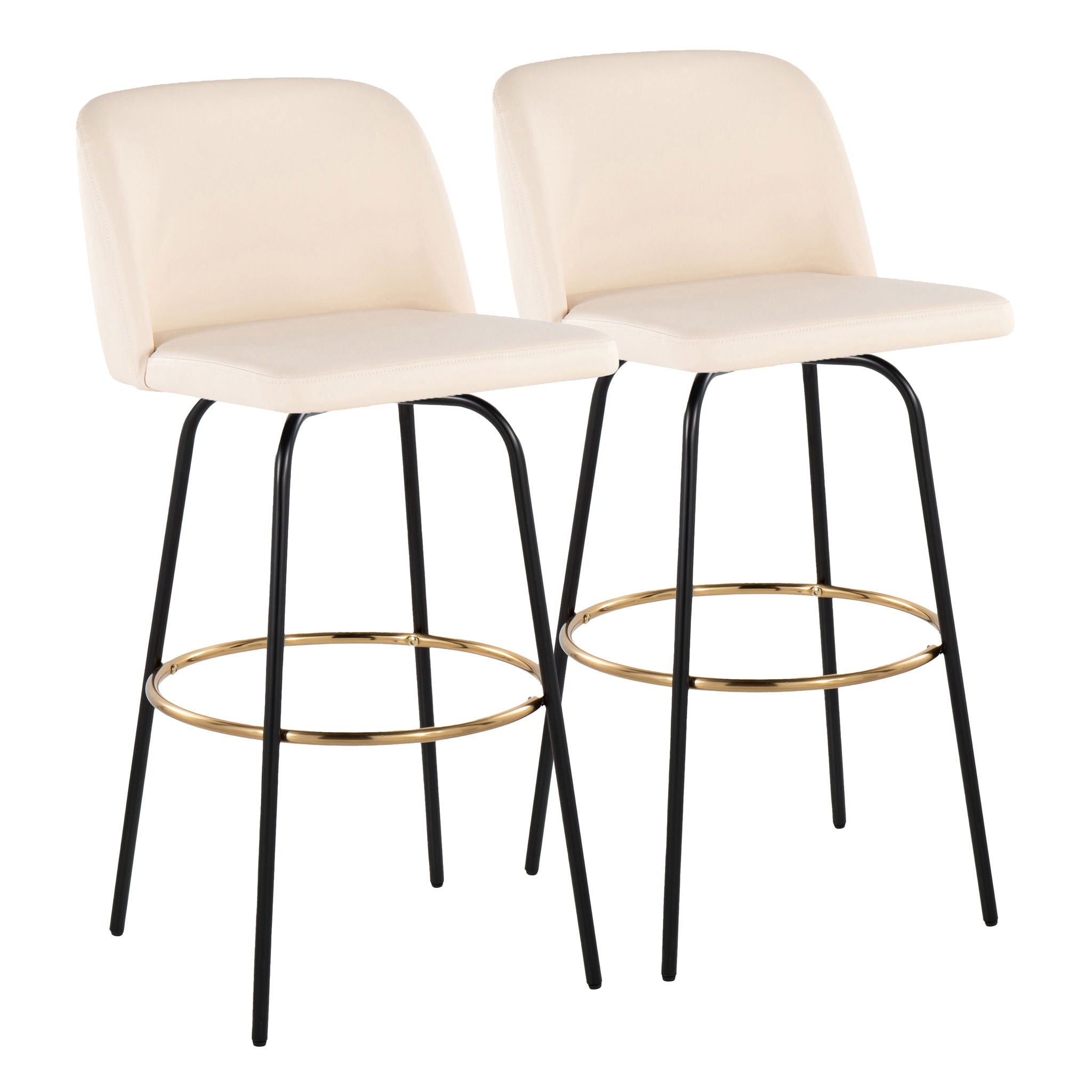 Toriano - Contemporary Fixed Height, Barstool With Swivel & Round Footrest (Set of 2) - Best Buy Furniture