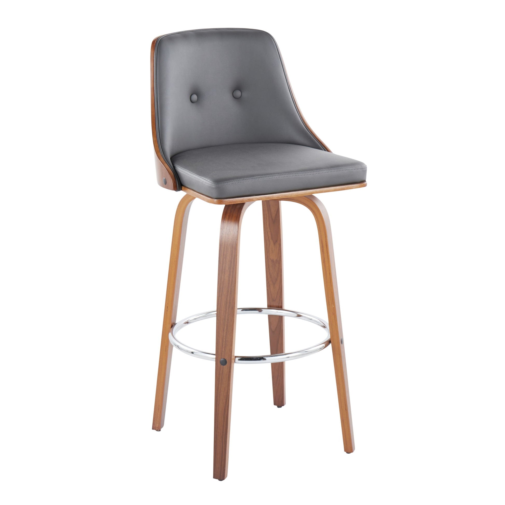 Gianna - Mid Century Modern Fixed Height Barstool With Swivel With Round Footrest (Set of 2) - Best Buy Furniture
