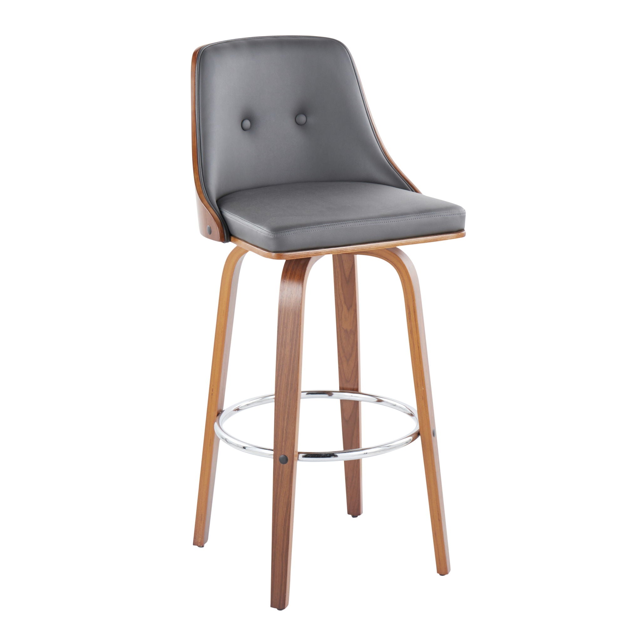 Gianna - Mid Century Modern Fixed Height Barstool With Swivel With Round Footrest (Set of 2) - Best Buy Furniture