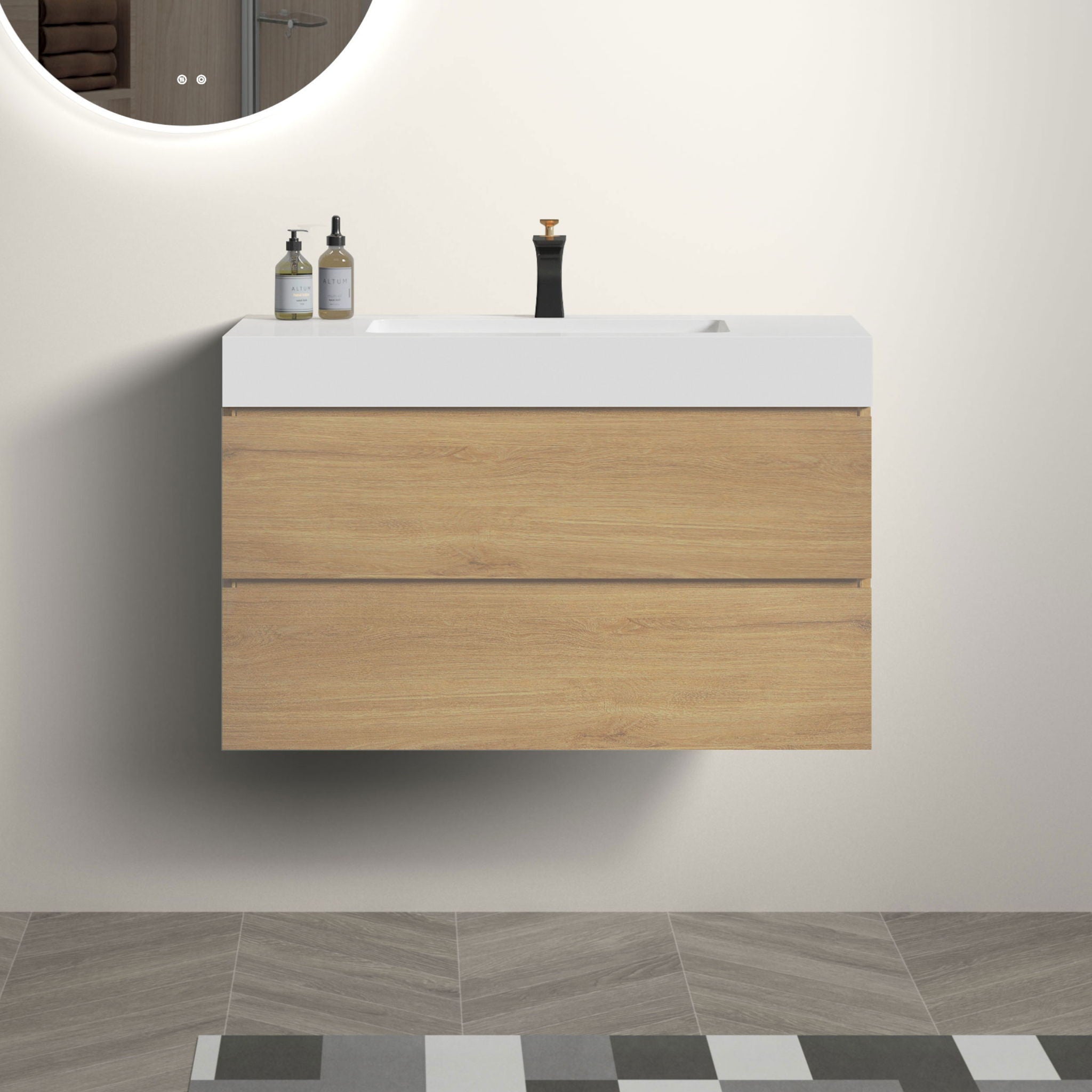 Alice - Bathroom Vanity With Sink, Large Storage Wall Mounted Floating Bathroom Vanity For Modern Bathroom - Best Buy Furniture