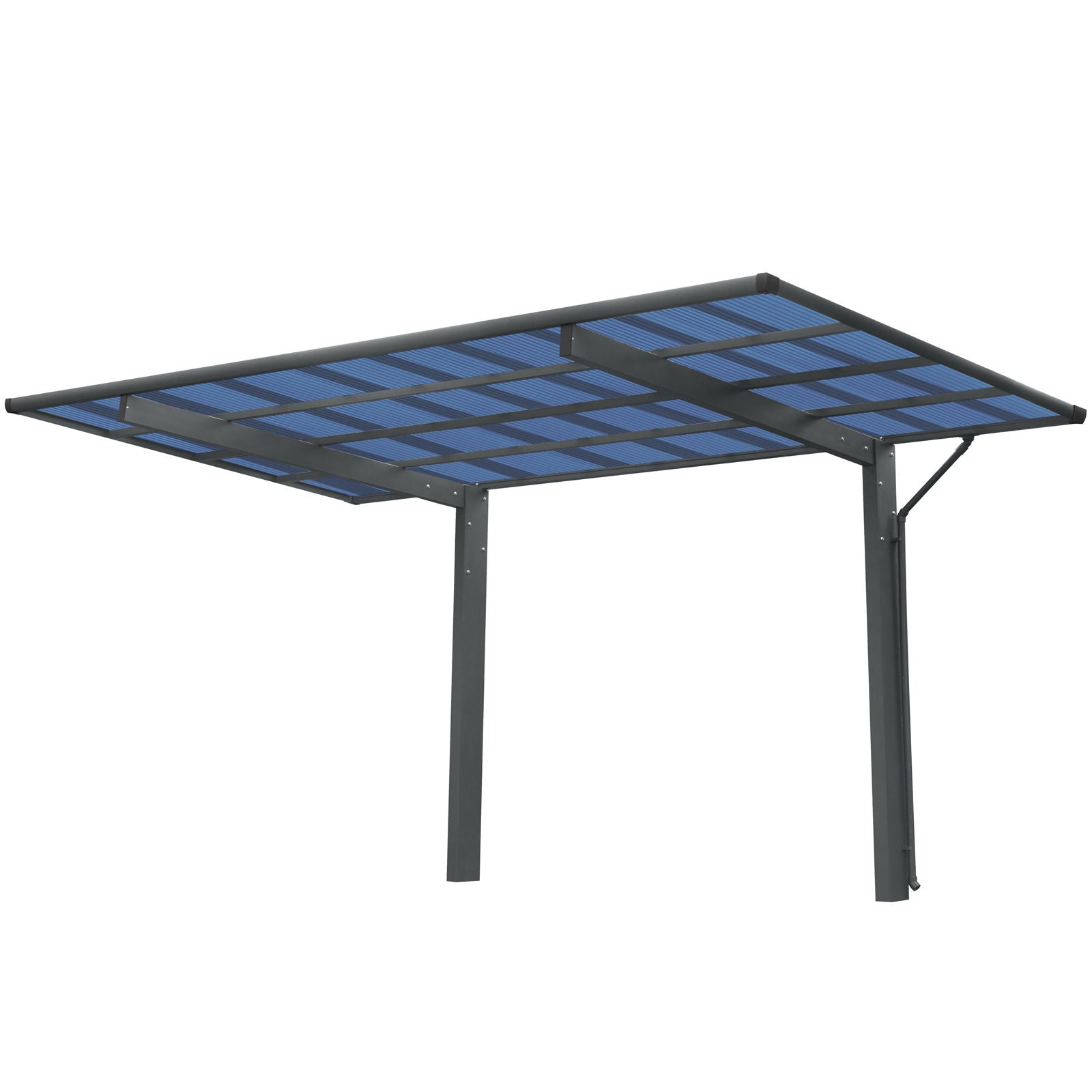 Outdoor Carport, Single Carport Aluminum Metal Frame And Polycarbonate Panels Car Port For Outdoor Driveway Car, Truck - Charcoal - Best Buy Furniture