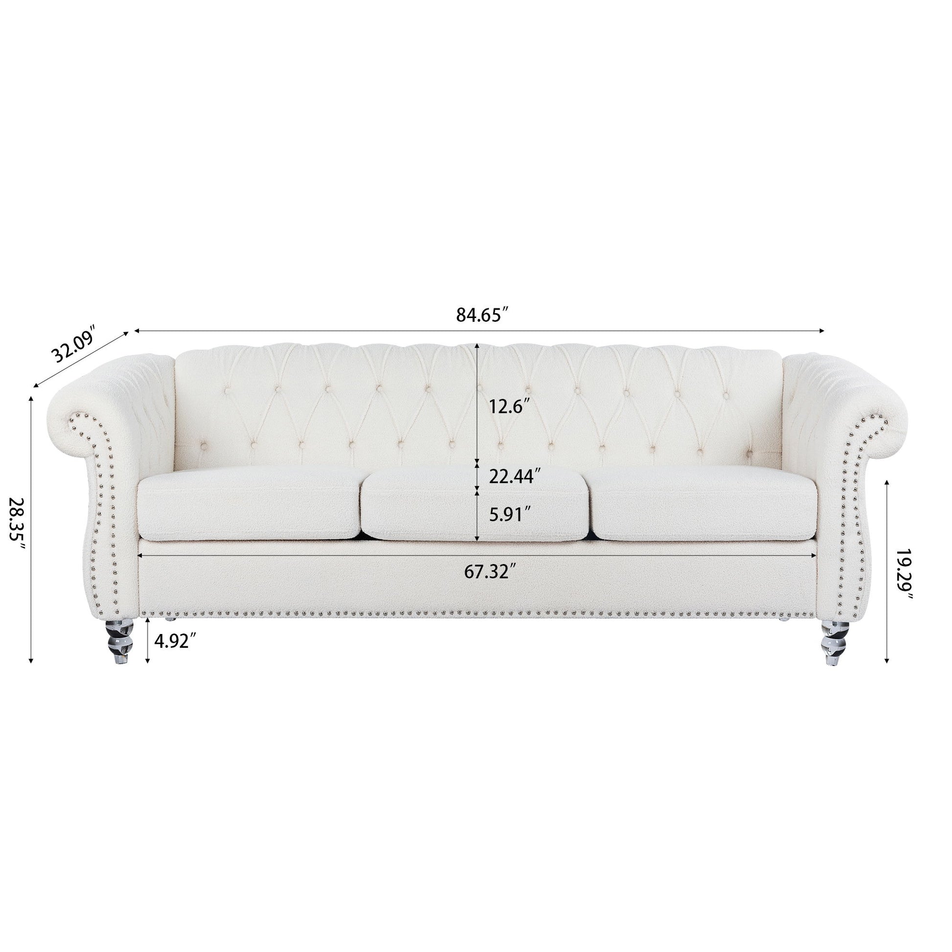Rolled Arm Chesterfield 3 Seater Sofa - Best Buy Furniture