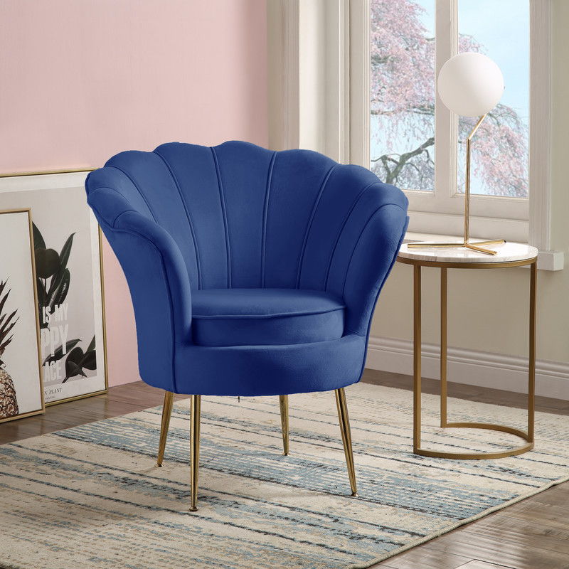 Angelina - Velvet Scalloped Back Barrel Accent Chair With Metal Legs - Best Buy Furniture