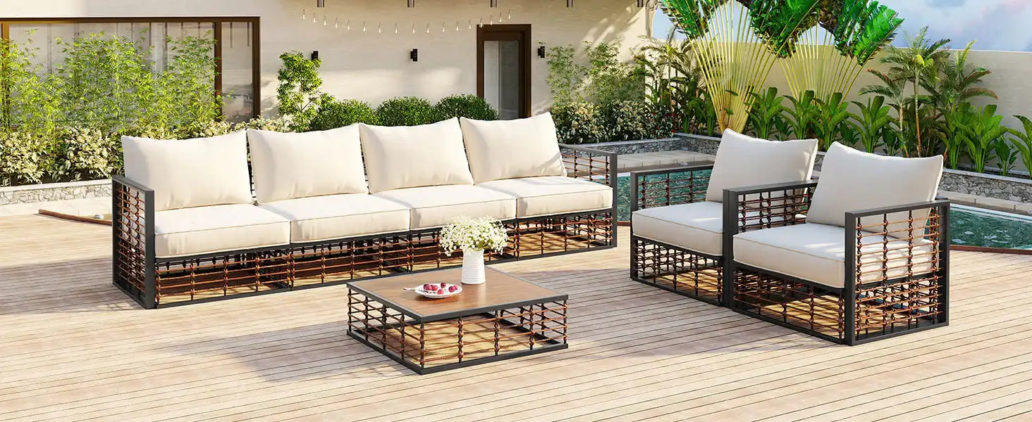 TOPMAX Modern 7-Piece Outdoor Modular Sectional Sofa Set - Best Buy Furniture