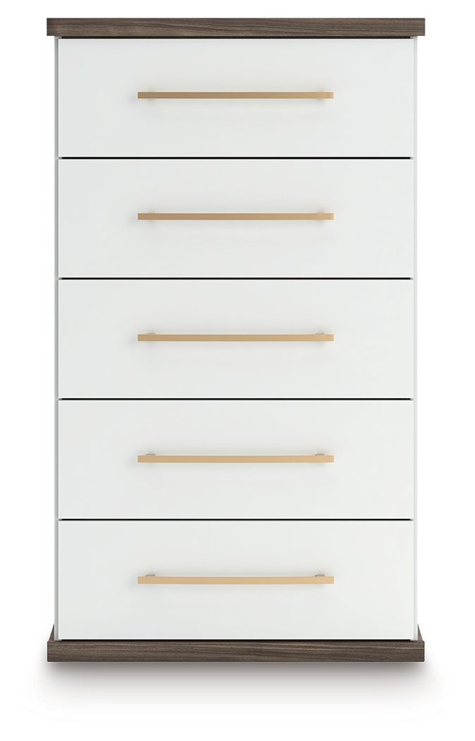 Kendanport - Five Drawer Chest - Brown / White - Best Buy Furniture