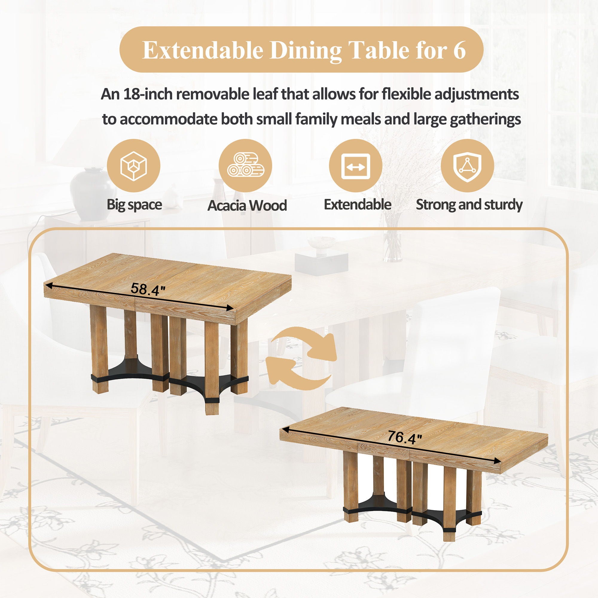 Topmax - 7 Piece Rustic Extendable Dining Table Set With Removable Leaf, 2 Arm Chairs And 4 Armless Chairs - Best Buy Furniture