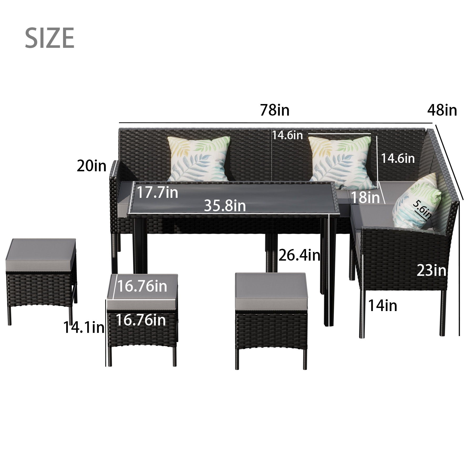 7 Piece Outdoor Furniture Set Waterproof Cushions Glass Table - Best Buy Furniture