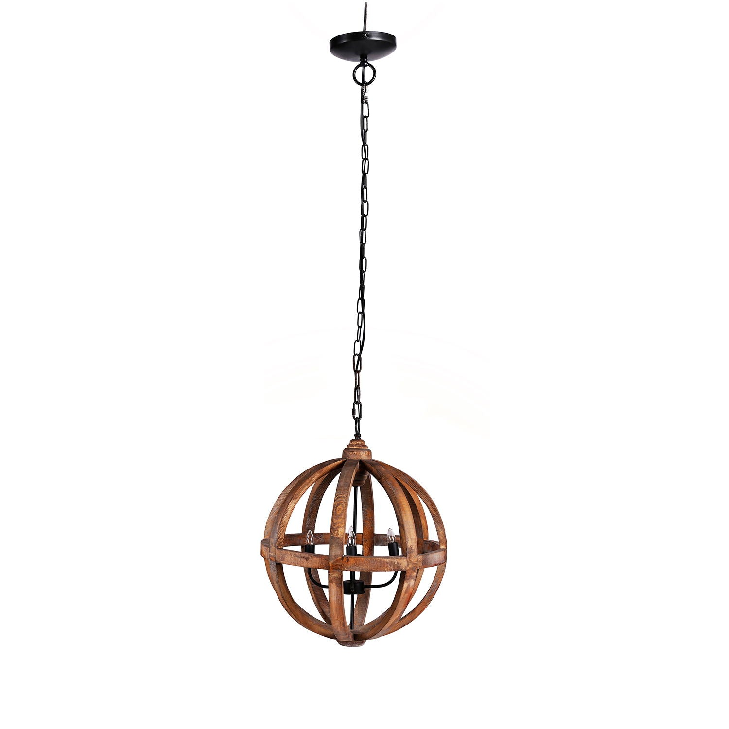 4 Light Wood Chandelier, Hanging Light Fixture With Adjustable Chain For Kitchen, Bulb Not Included - Brown - Best Buy Furniture