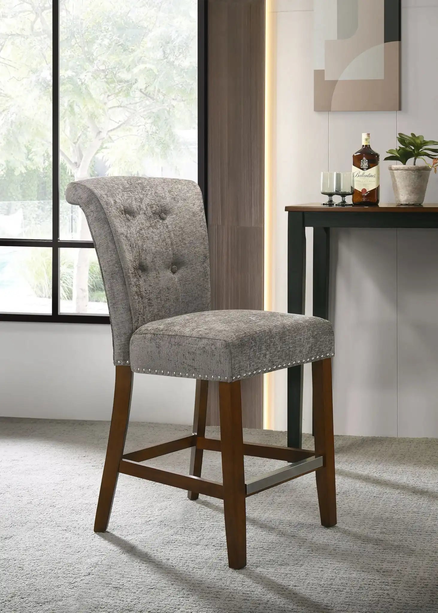 Auggie - 20.5" Fabric Counter Height Chair With Nailhead Trim - Best Buy Furniture