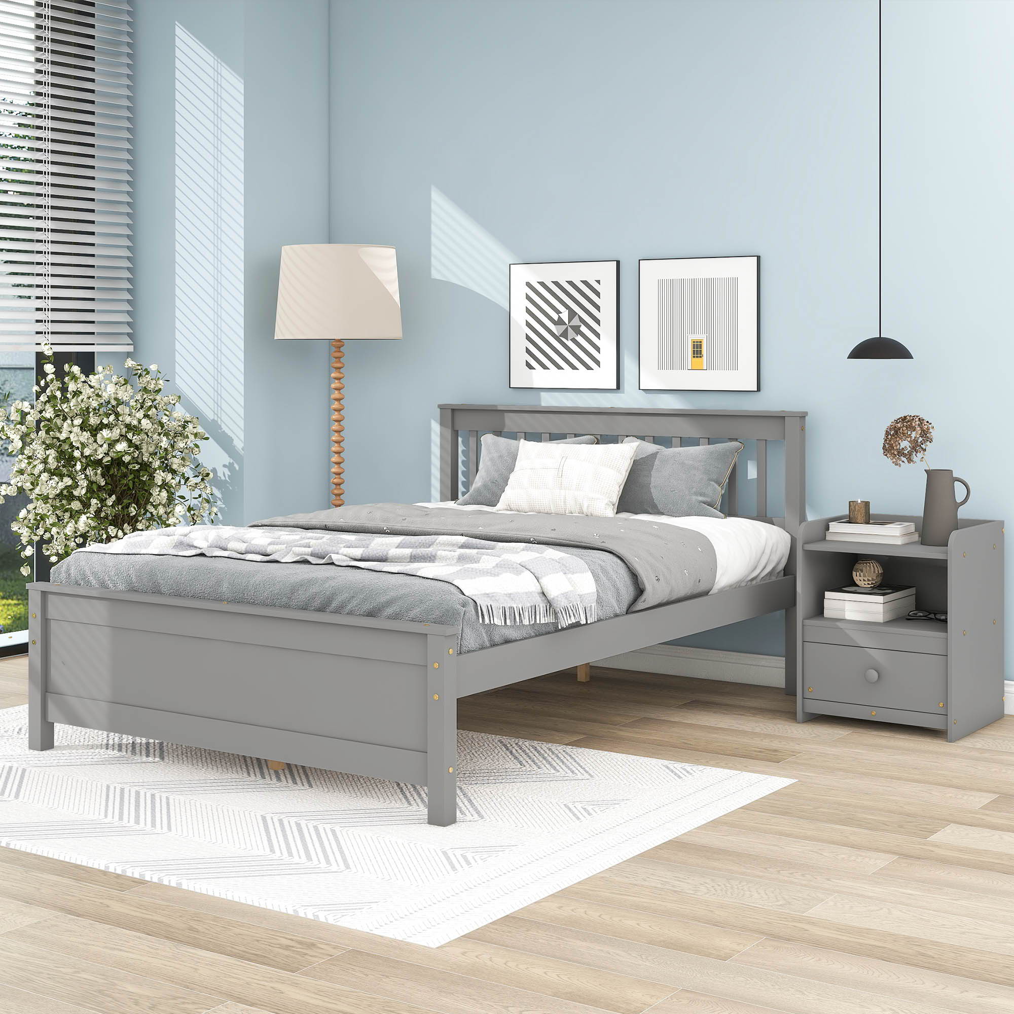 Bed With Headboard And Footboard For Kids, Teens, Adults, With A Nightstand - Best Buy Furniture