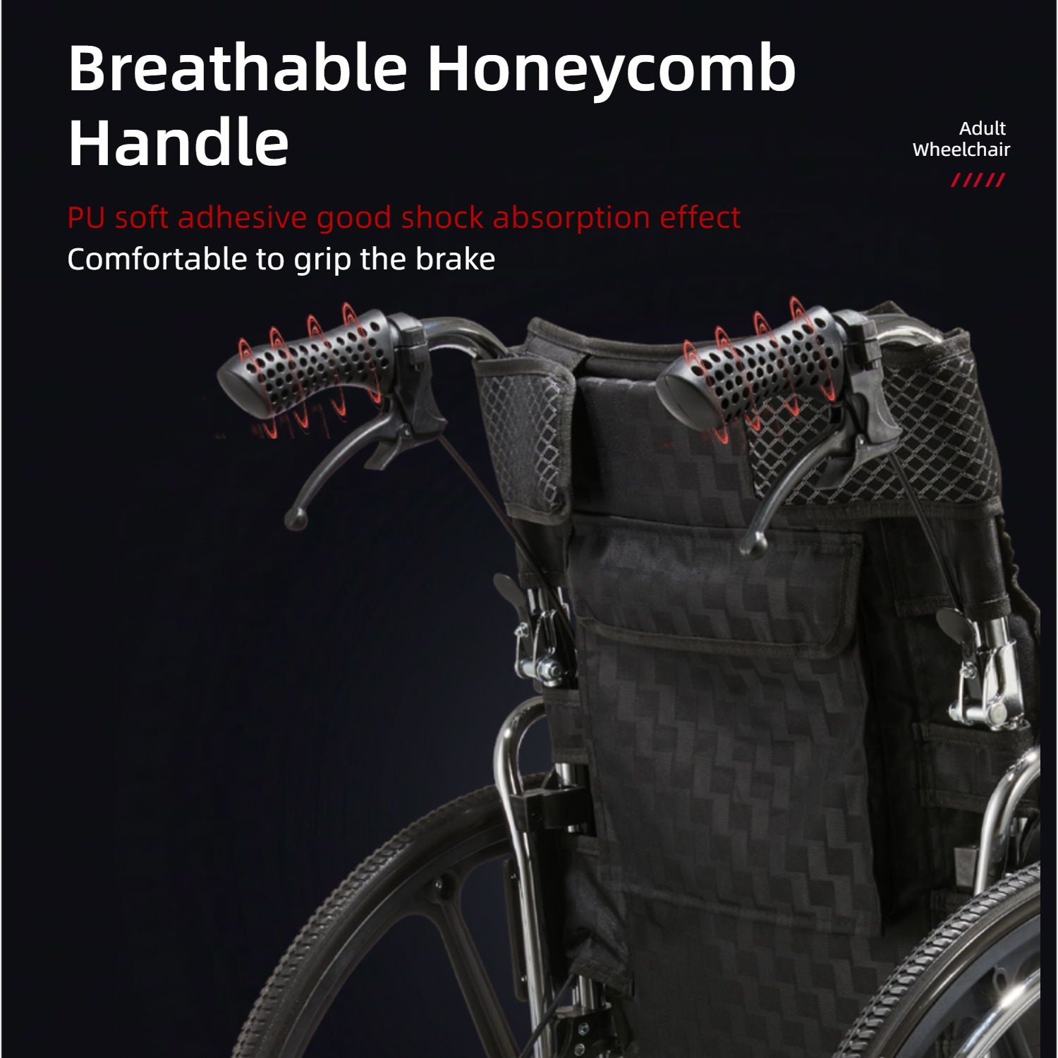 Lightweight Wheelchair Foldable For Adults, Manual Transport Chair With Double Brakes