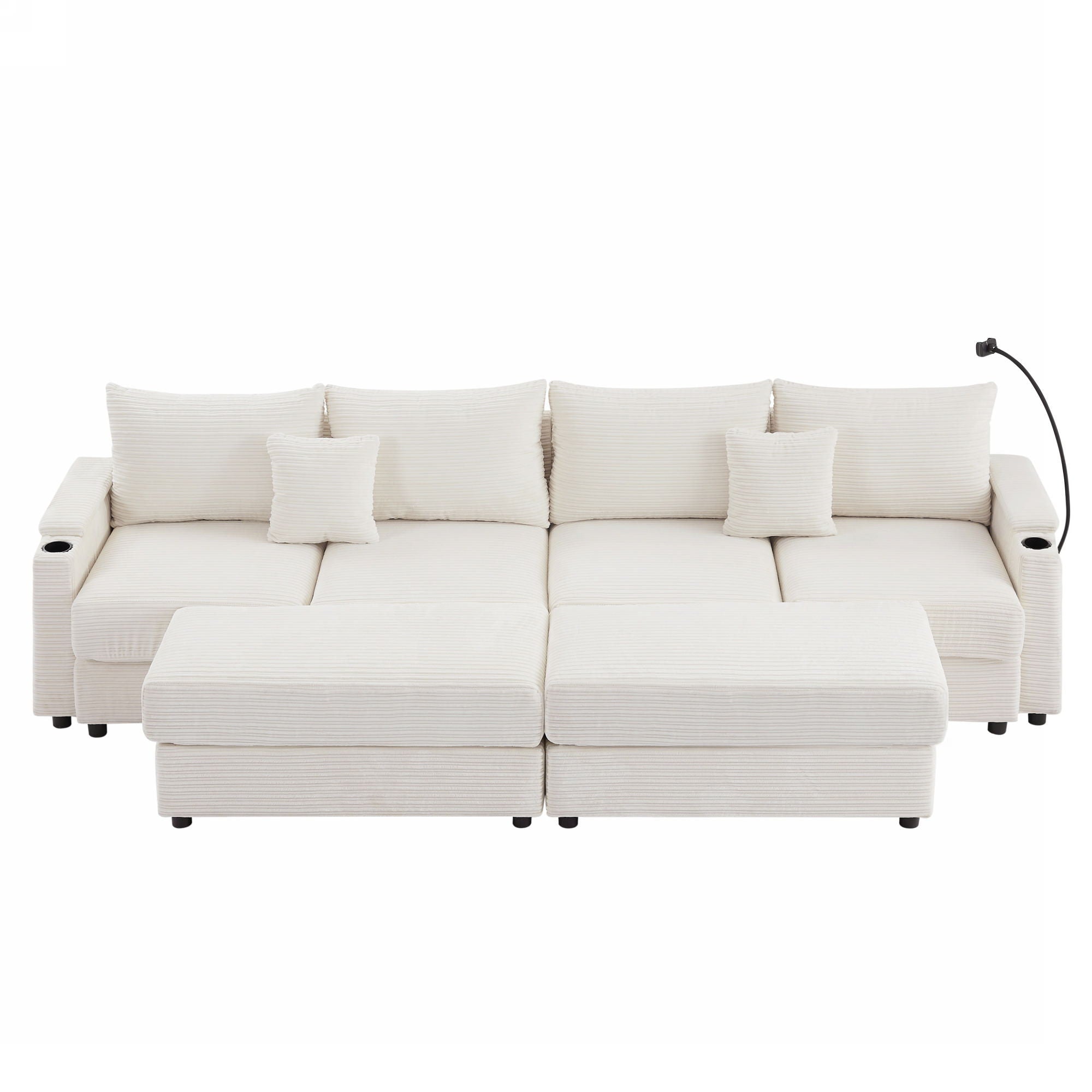 Modern Style Loveseat Sofa Sectional Sofa Couch With Storage Space, A Movable Ottoman, Two USB Ports, Two Cup Holders, A Phone Holder For Living Room - Best Buy Furniture