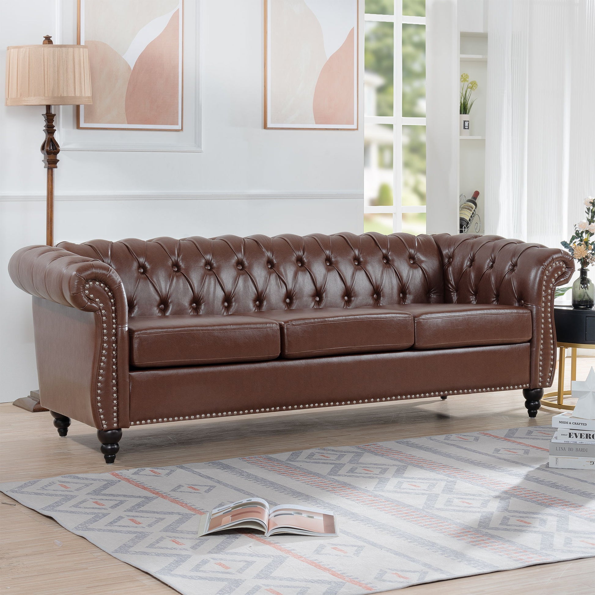 Rolled Arm Chesterfield 3 Seater Sofa - Best Buy Furniture